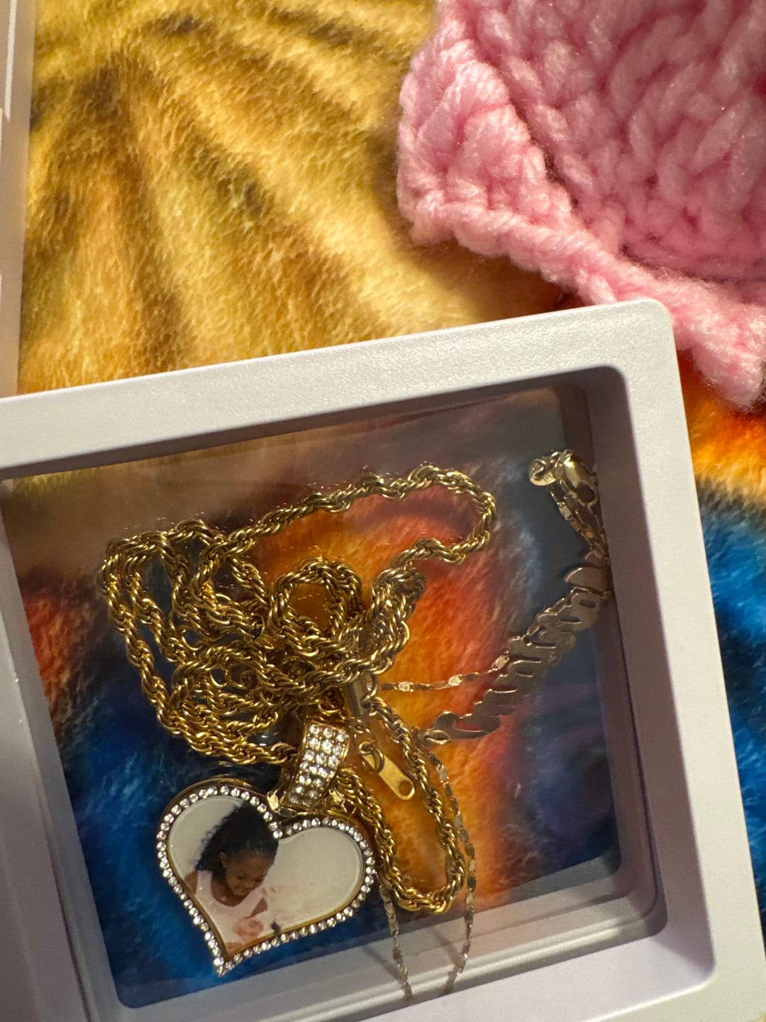 Customer photo review of Iced Photo Pendant w/ Rope Chain