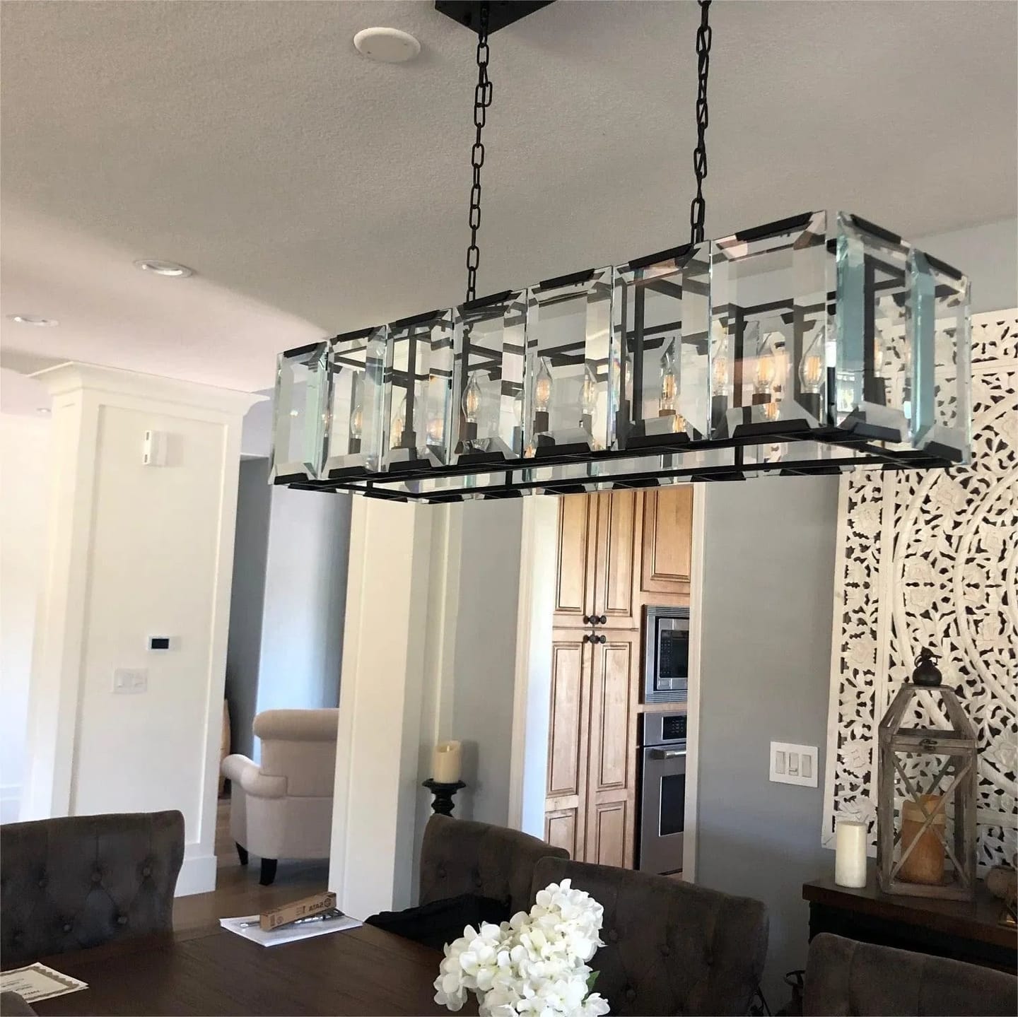 Customer photo review of Horlow Crystal Rectangular Chandelier