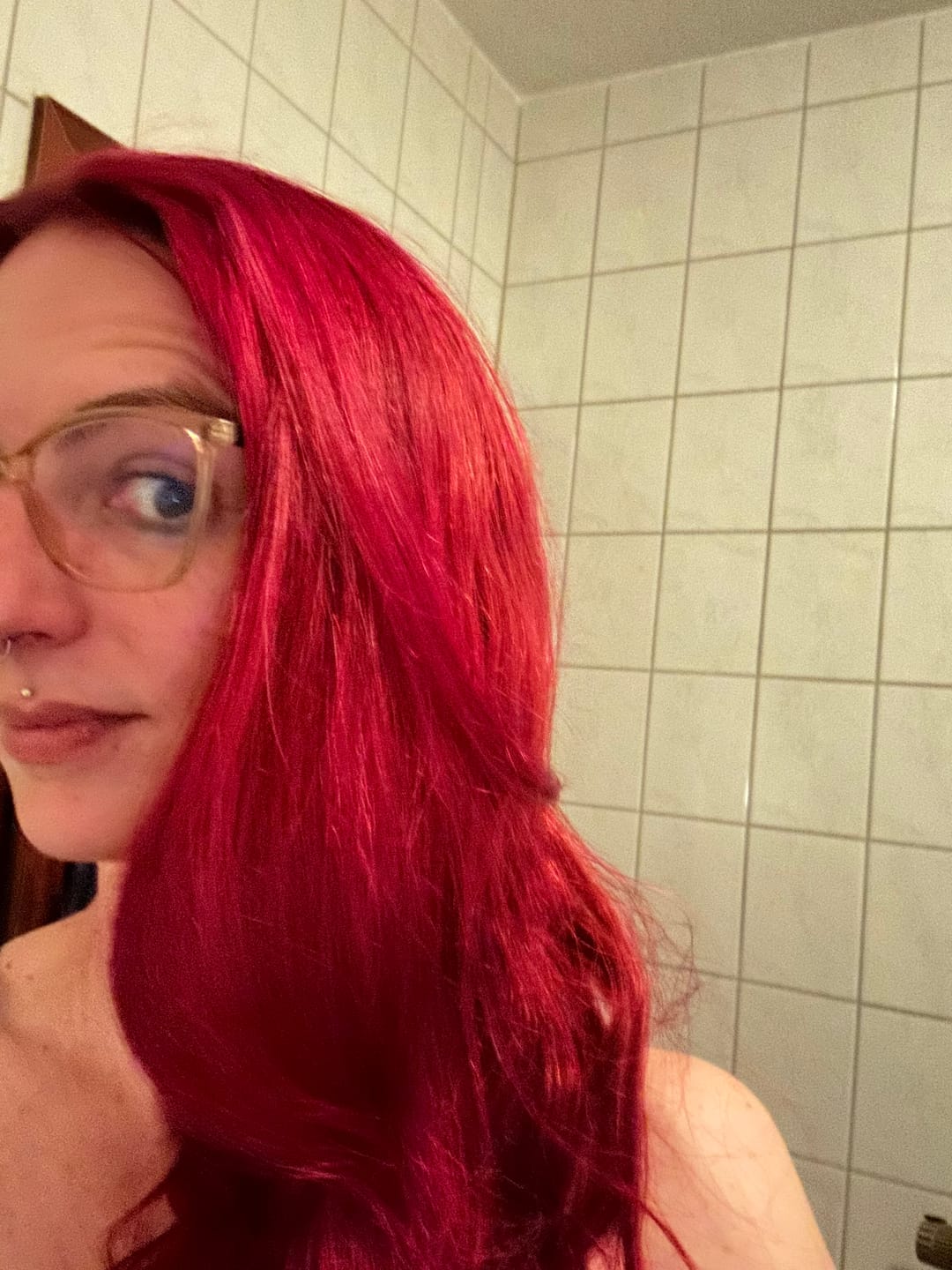 Customer photo review of Mattie Cerise - Vegan Semi-Permanent Direct Dye Hair Color Cream 210 ml