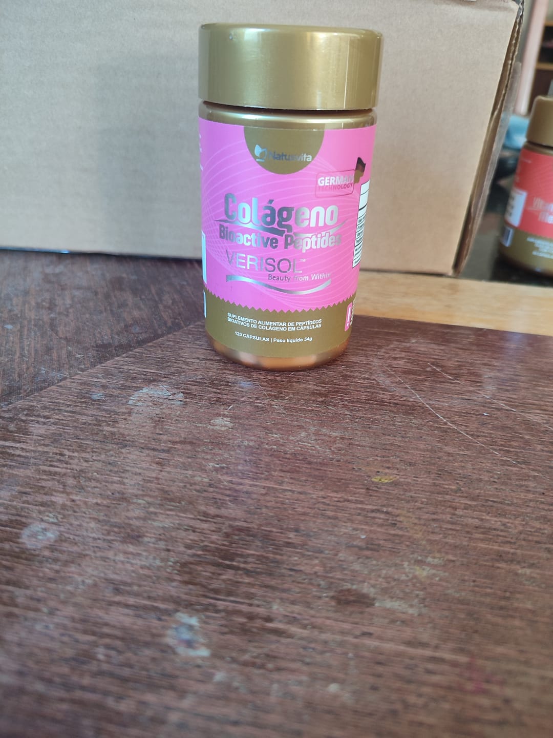 Customer photo review of Colágeno Verisol Puro com Bio Peptídeos. 120 Cápsulas