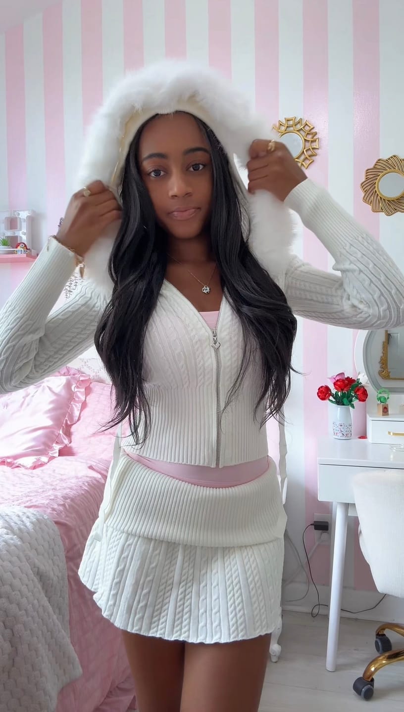 Customer photo review of Marshmallow Cable Knit Skirt (White)