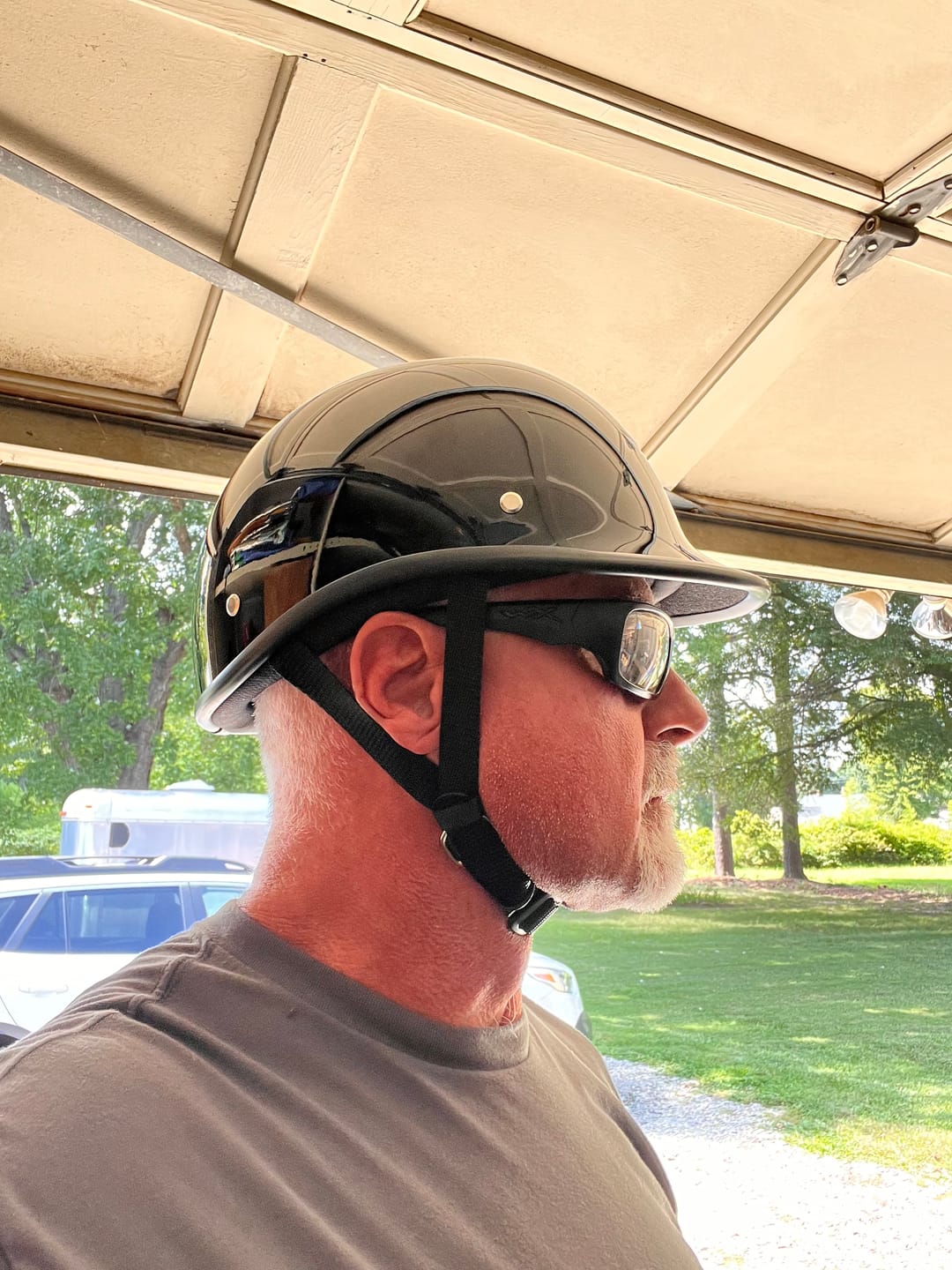 Customer photo review of Smallest & Lightest DOT Polo Half Helmet- Gloss Black