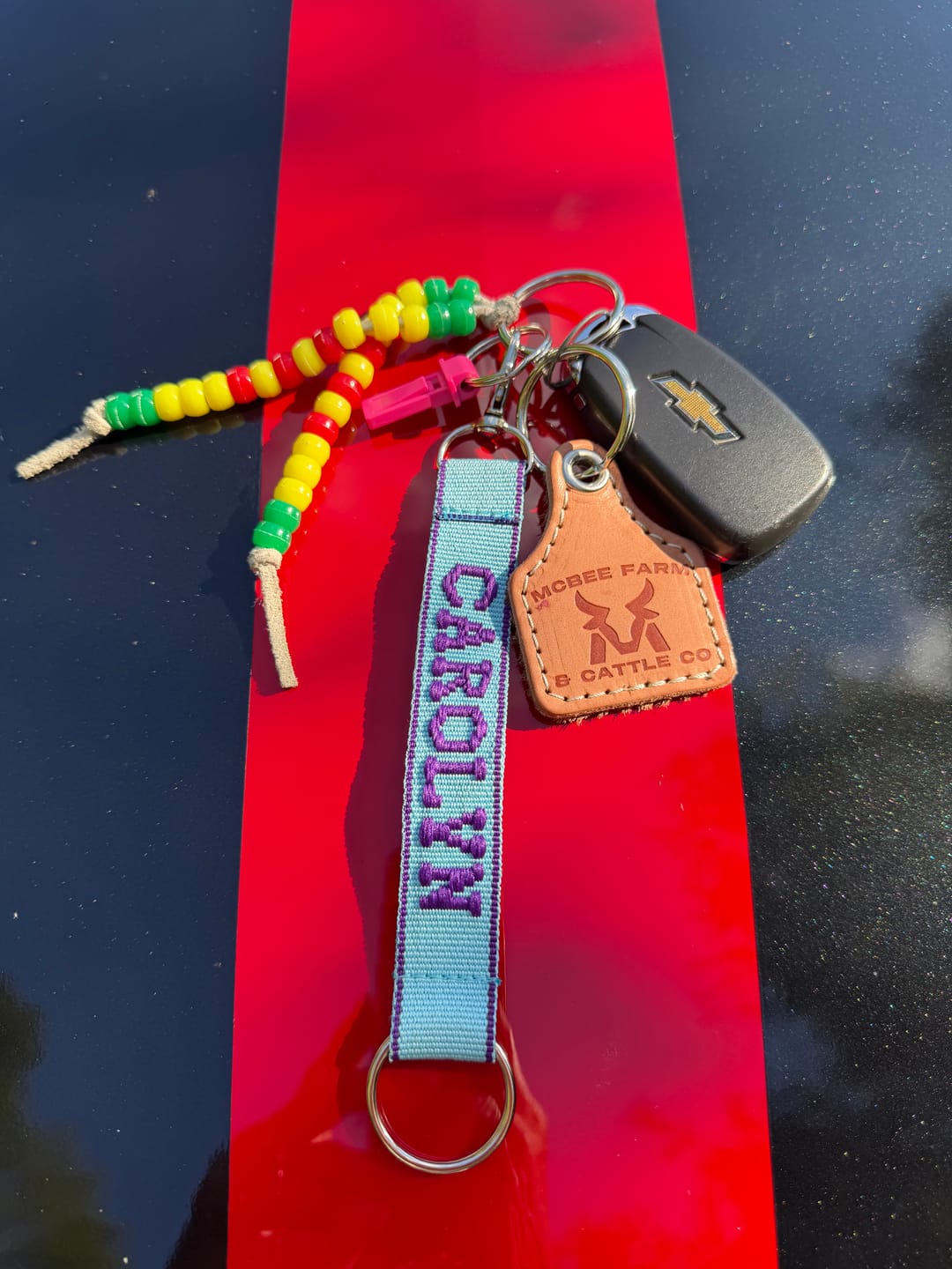 Customer photo review of Leather Cattle Tag Key Chain