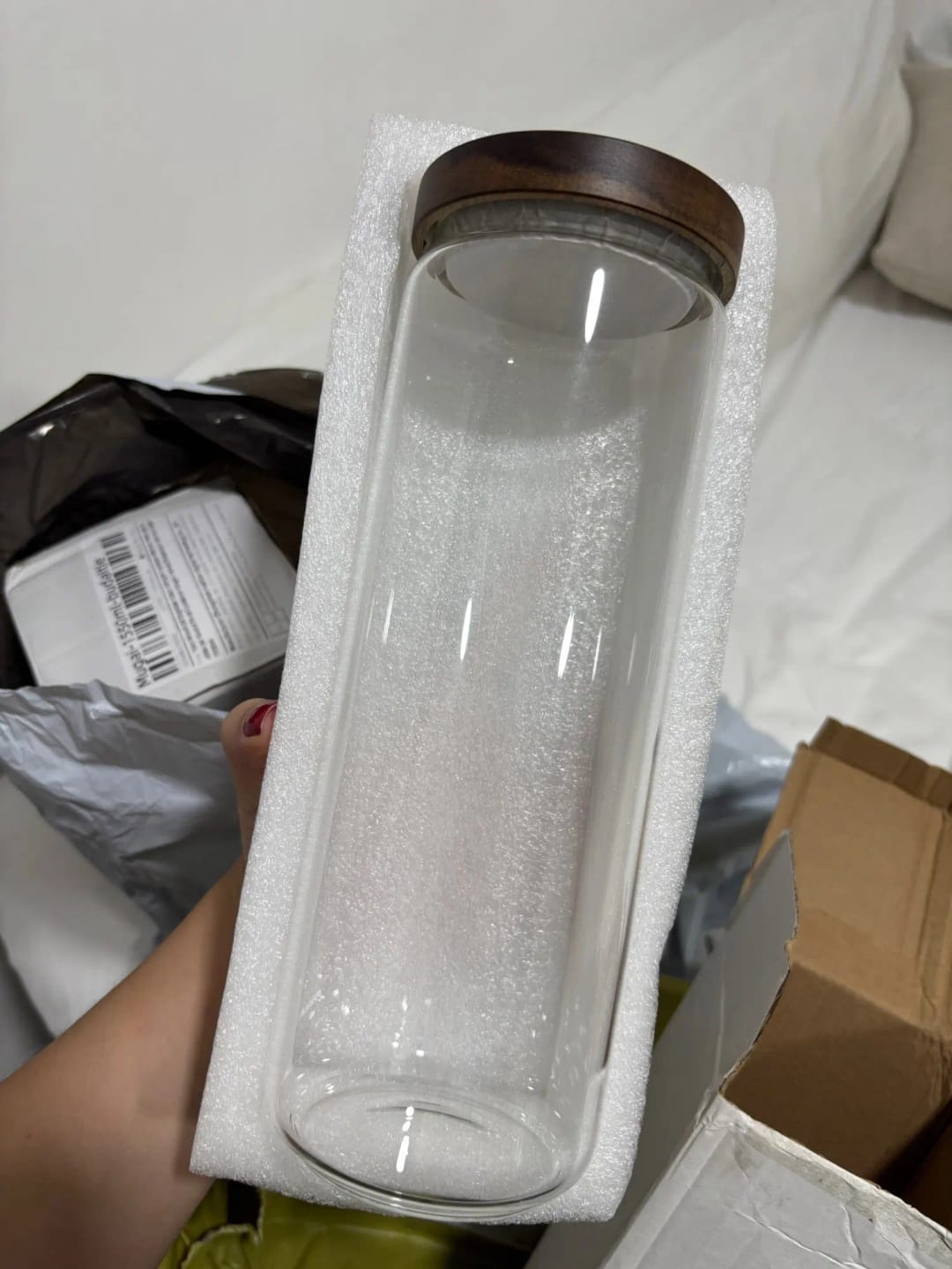 Customer photo review of Airtight Glass Canister with Wood Lid — Kitchen Storage Jar