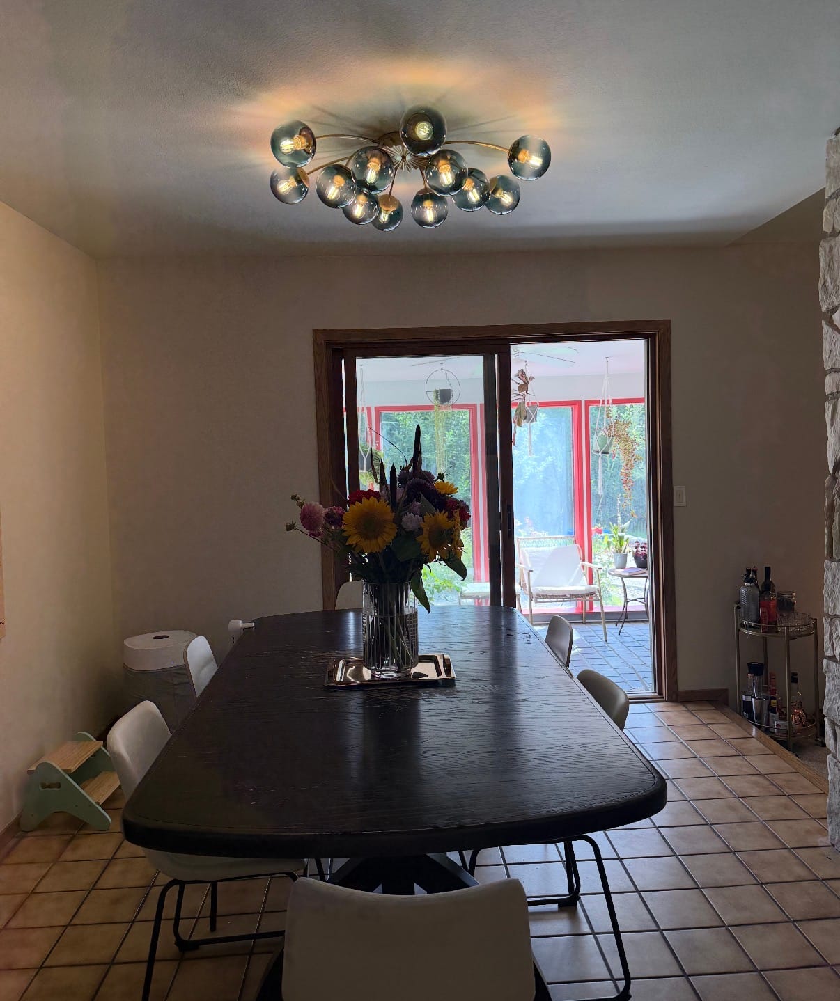 Customer photo review of Glam Bloom 12-Light Blue Glass Bubble Semi Flush Chandelier