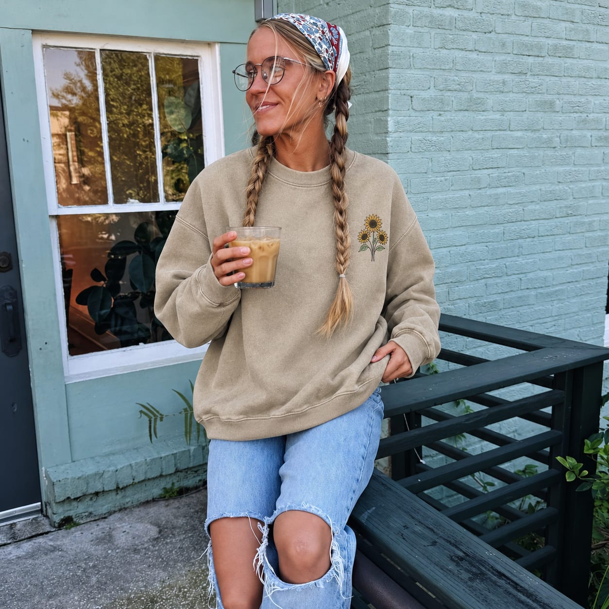 Customer photo review of Bloom Where You Are Planted Washed Graphic Sweatshirt