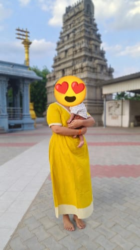 Customer photo review of Lemon Yellow & White Stripes Handloom Maxi