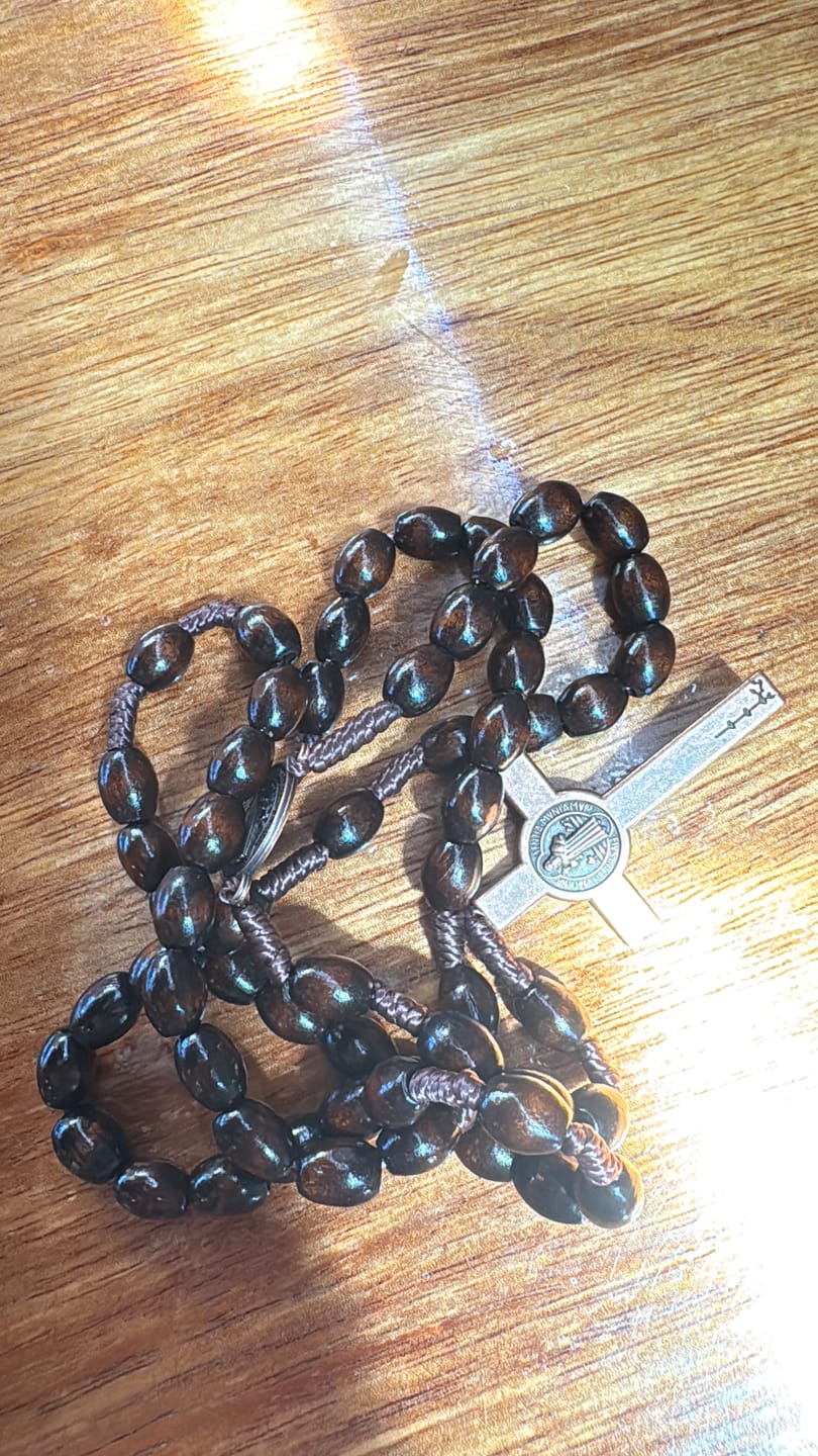 Customer photo review of Christianartworkshop St. Benedict Olive Wood Prayer Rosary