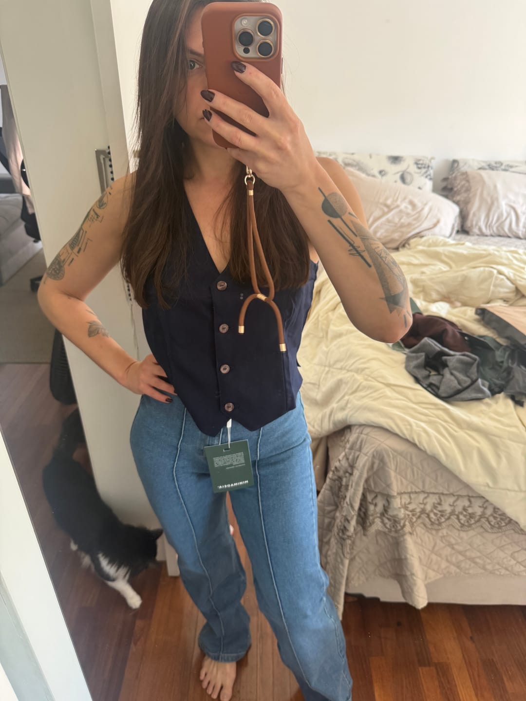 Customer photo review of Calça Jeans Reta Mandacaru Azul Médio