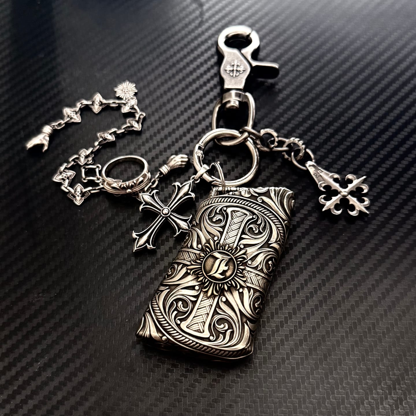 Customer photo review of The Gothic Cross Fob Charm | Solid 925 Silver