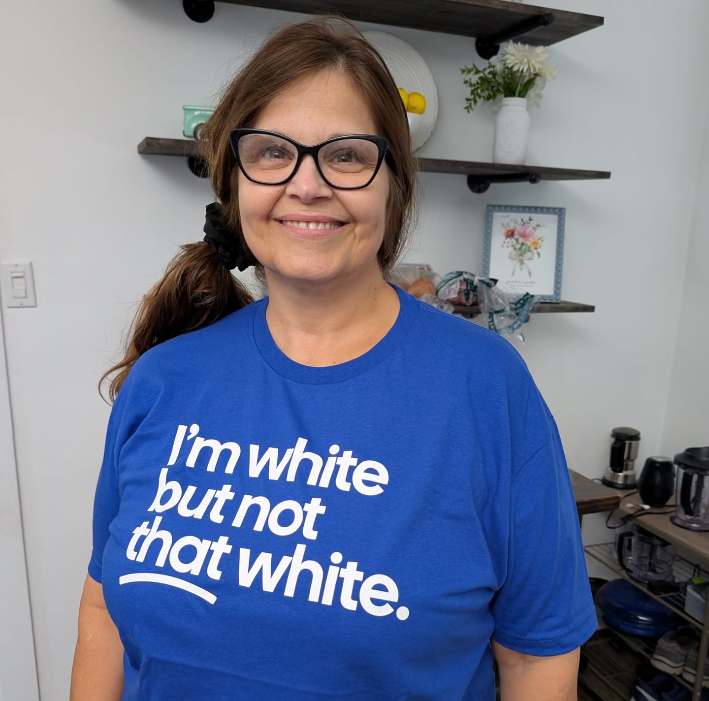 Customer photo review of I’m white but not that white Unisex Tee