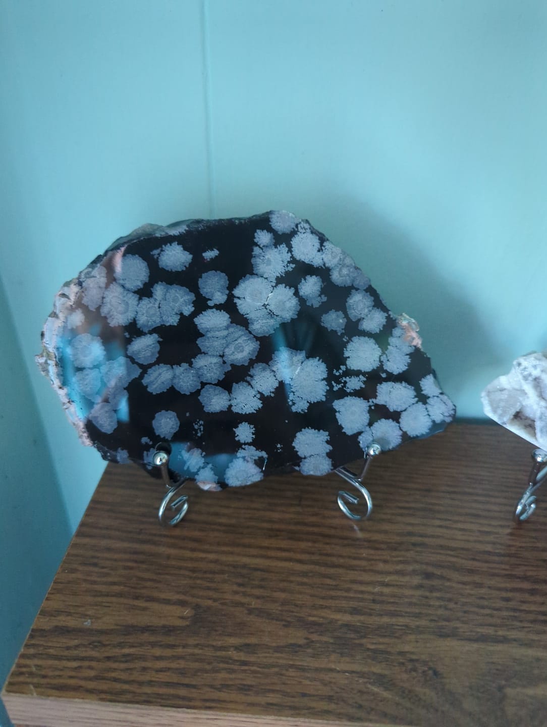 Customer photo review of Unique,A Slightly Imperfect Natural Crystal Snowflake Obsidian Slice