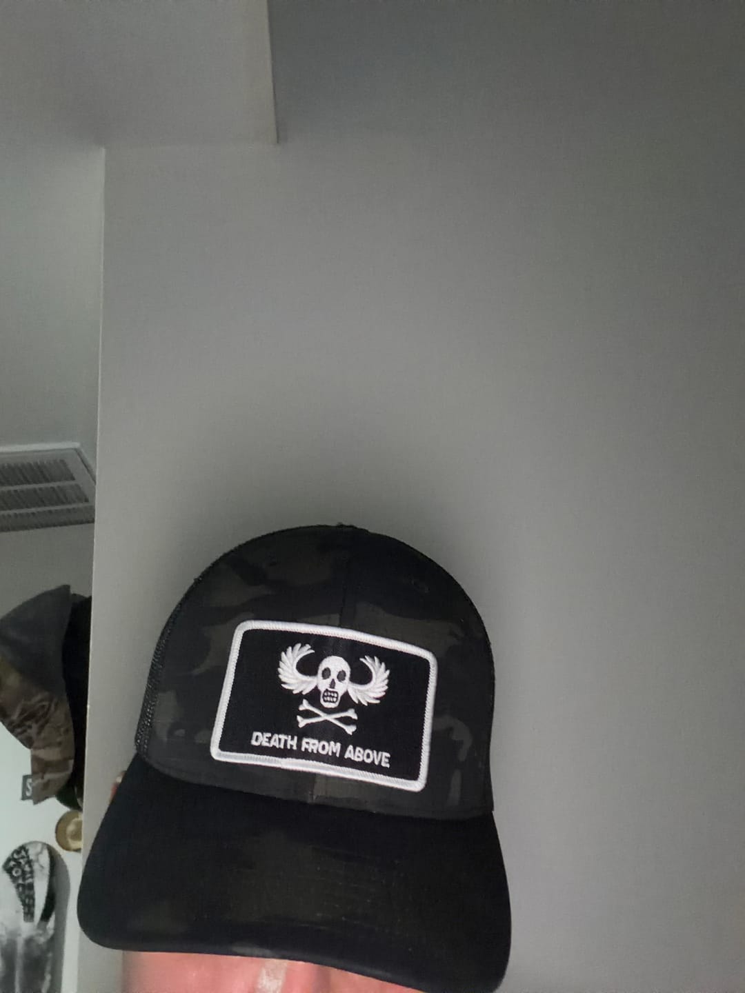 Customer photo review of Vietnam Airborne War Wings Patch Trucker Hat