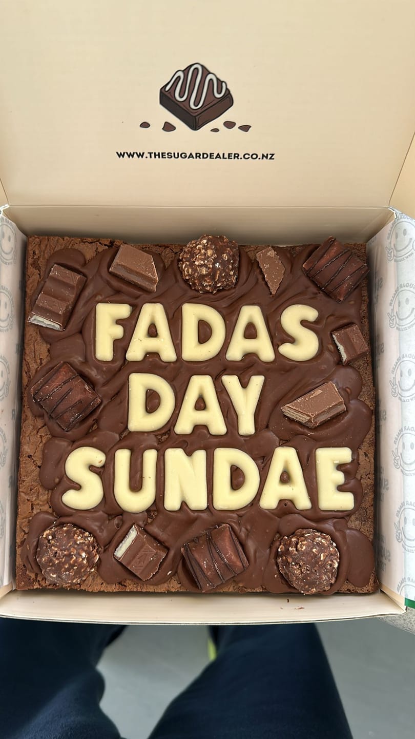 Customer photo review of Custom message chocolate fiend brownie