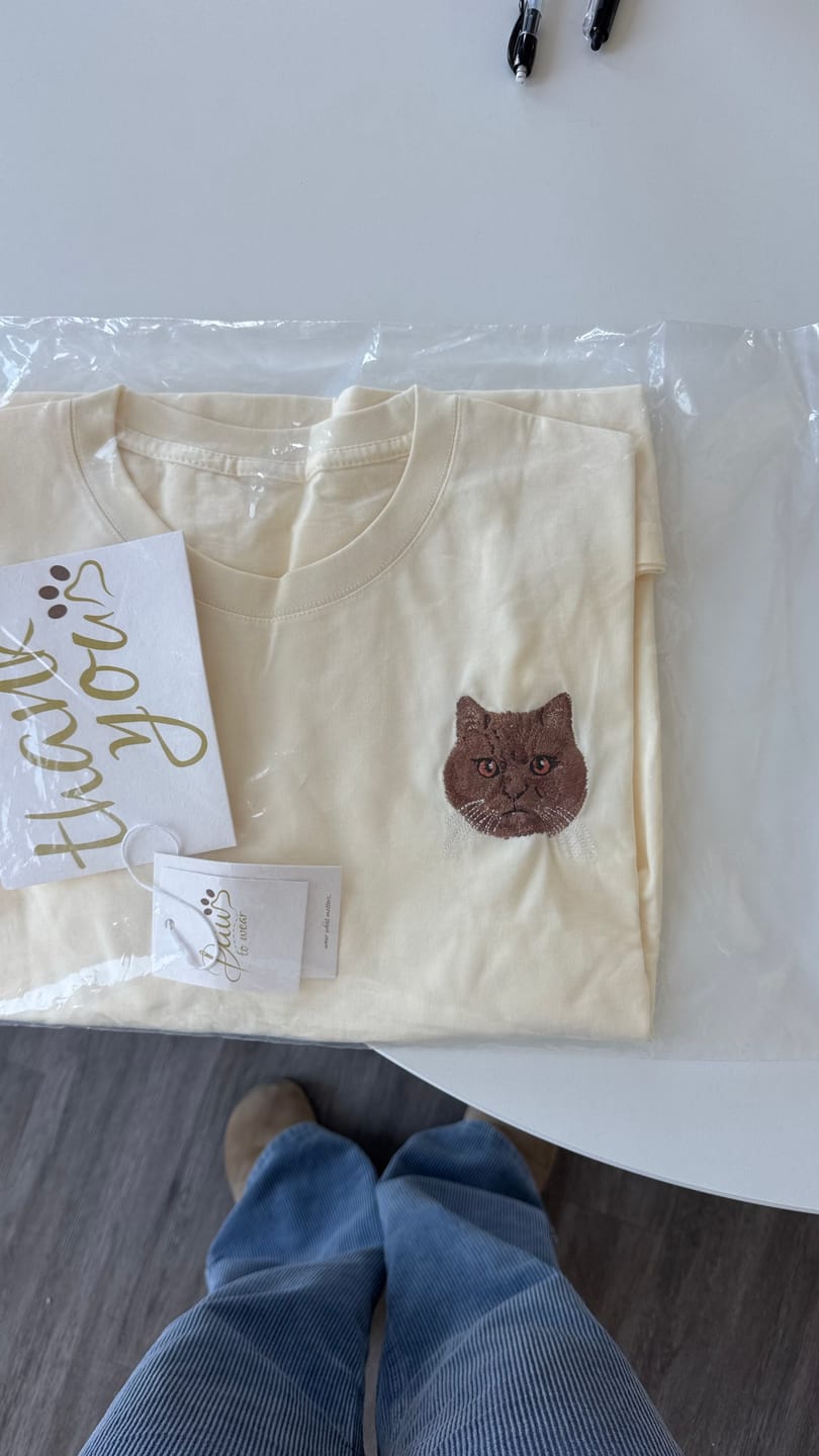 Customer photo review of Custom Pet Embroidered Icon Stitch T-Shirt