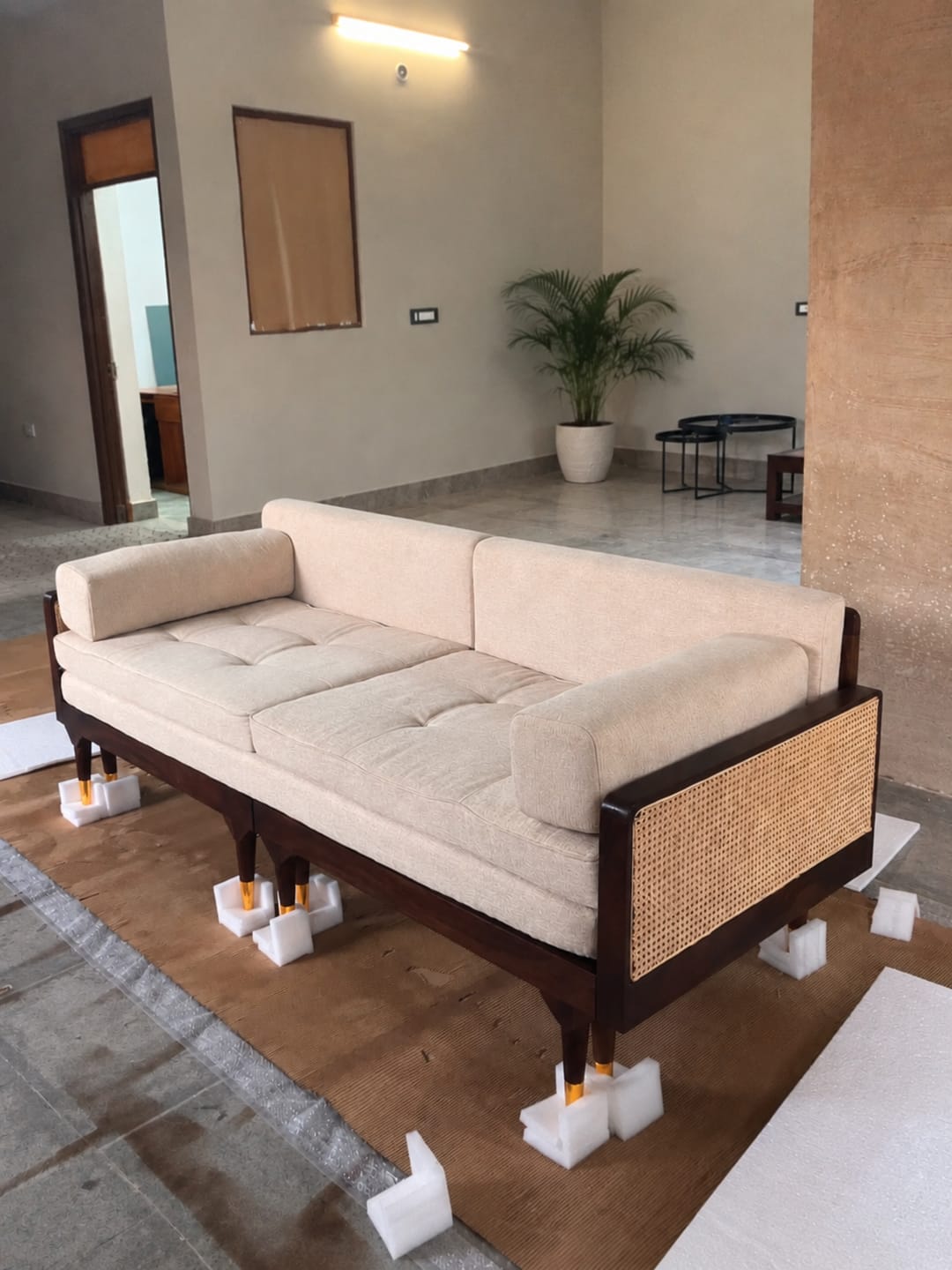 Customer photo review of Van Sofa Bed With Rattan Weaving Wooden Frame