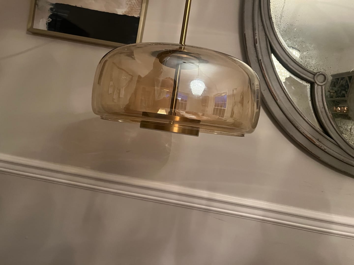 Customer photo review of Nordic Designer Amber Glass LED Pendant light for Kitchen, Dimmable