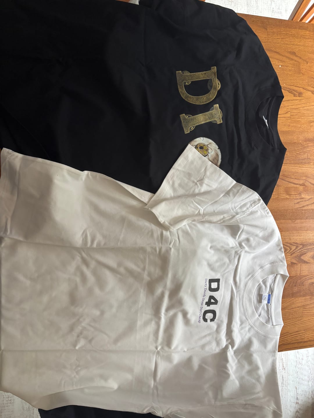Customer photo review of DIRTY DEEDS WHITE TEE