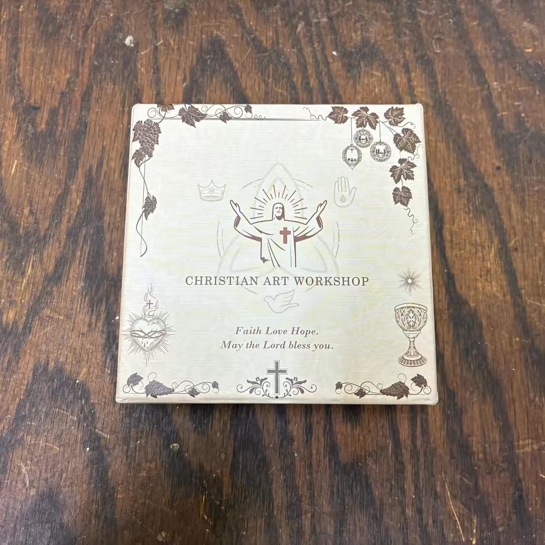 Customer photo review of Christianartworkshop Purple Wooden Rosary With Bronze Crucifix & Embossed Holy Family Medallion