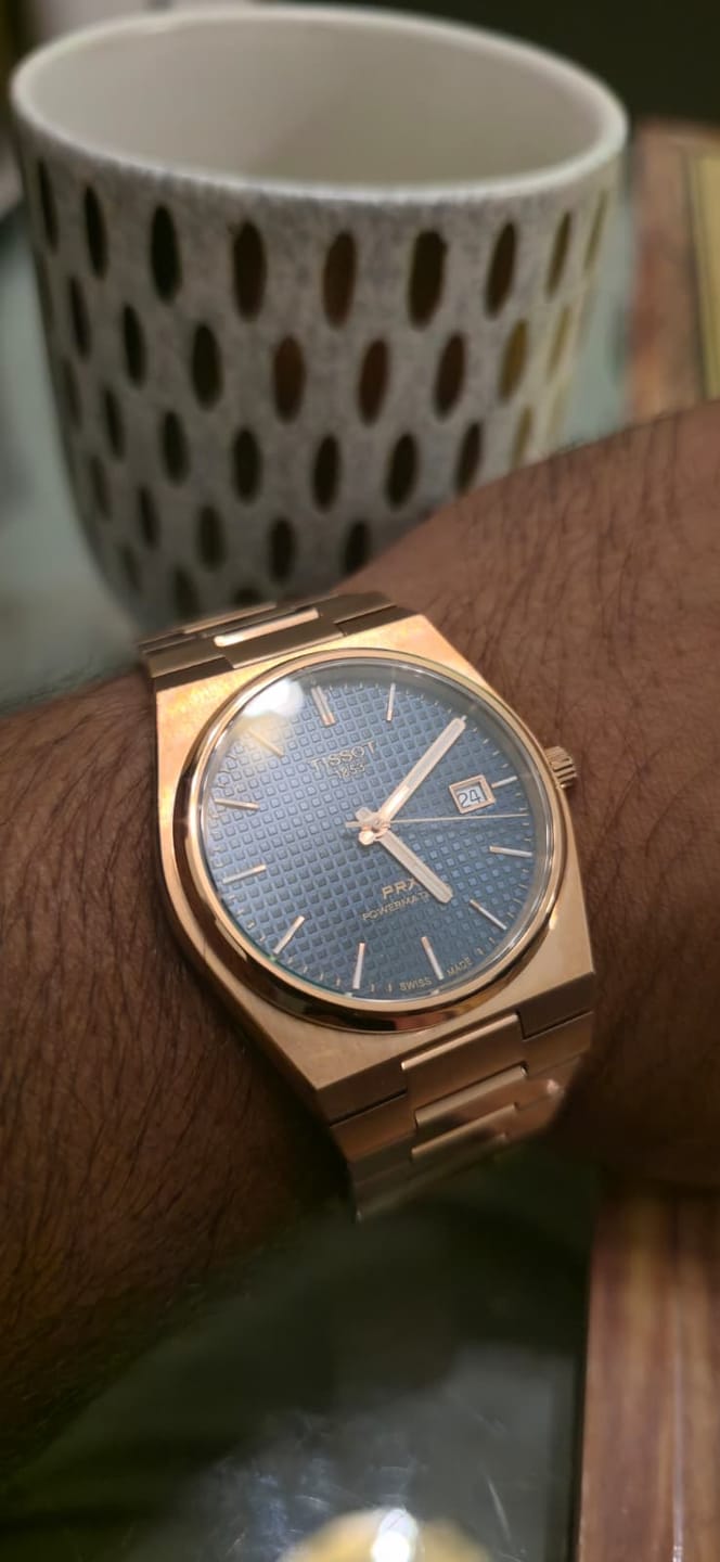 Customer photo review of Tissot PRX Powermatic 80 Rose Gold 40 MM Auto Blue Dial Watch T137.407.33.041.00