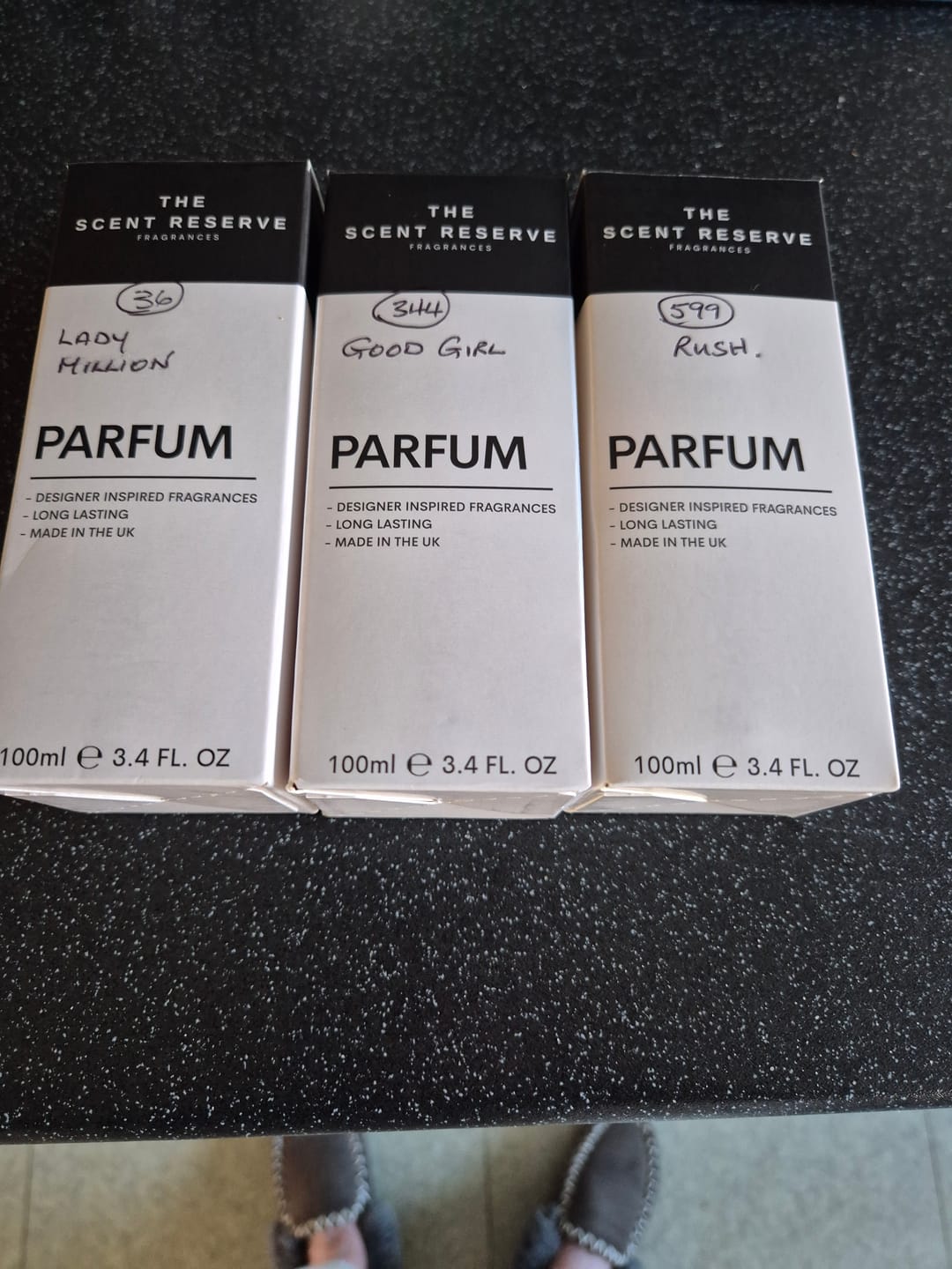 Customer photo review of 3 x 100ml Perfume Bottles