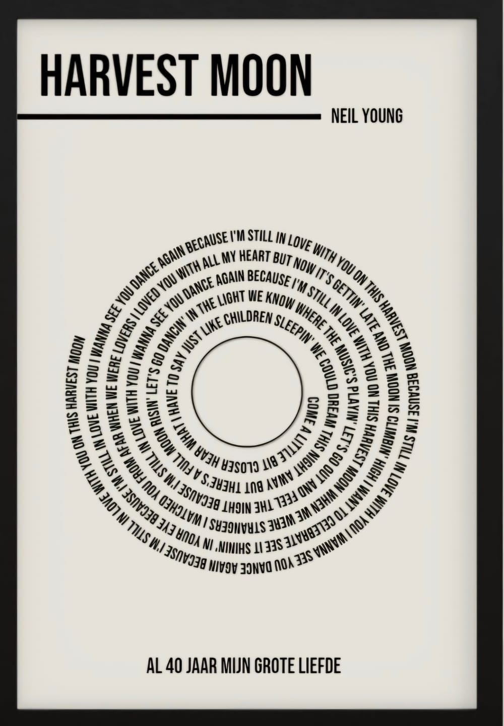 Customer photo review of Songtekst Poster met Eigen Tekst