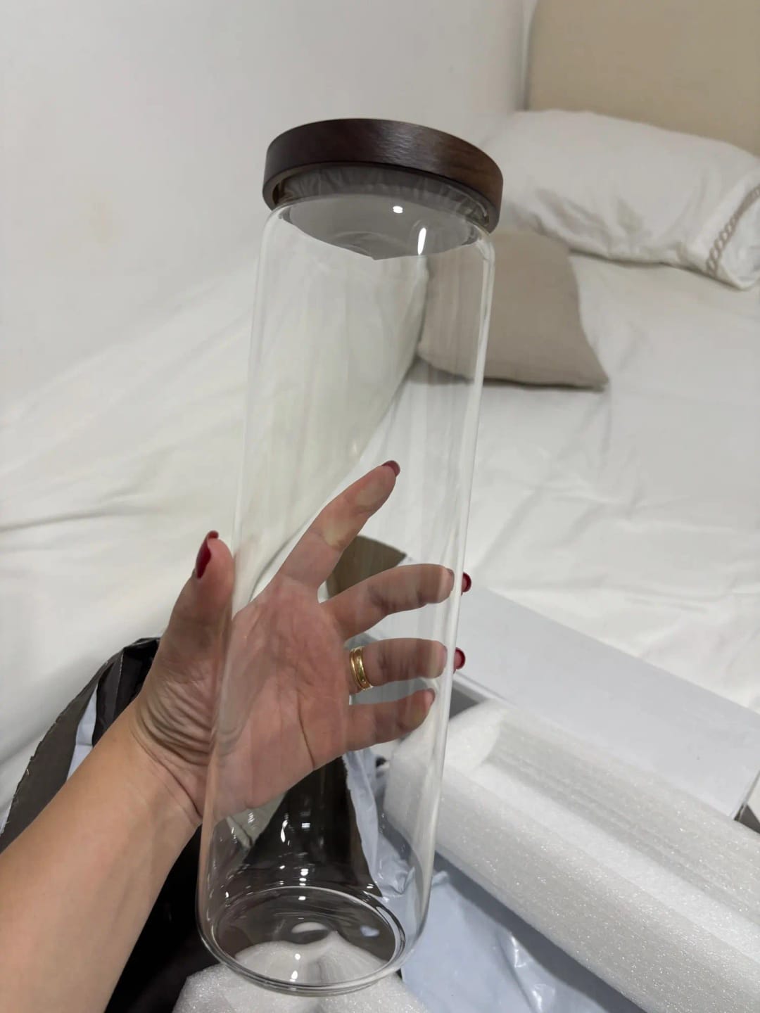 Customer photo review of Airtight Glass Canister with Wood Lid — Kitchen Storage Jar