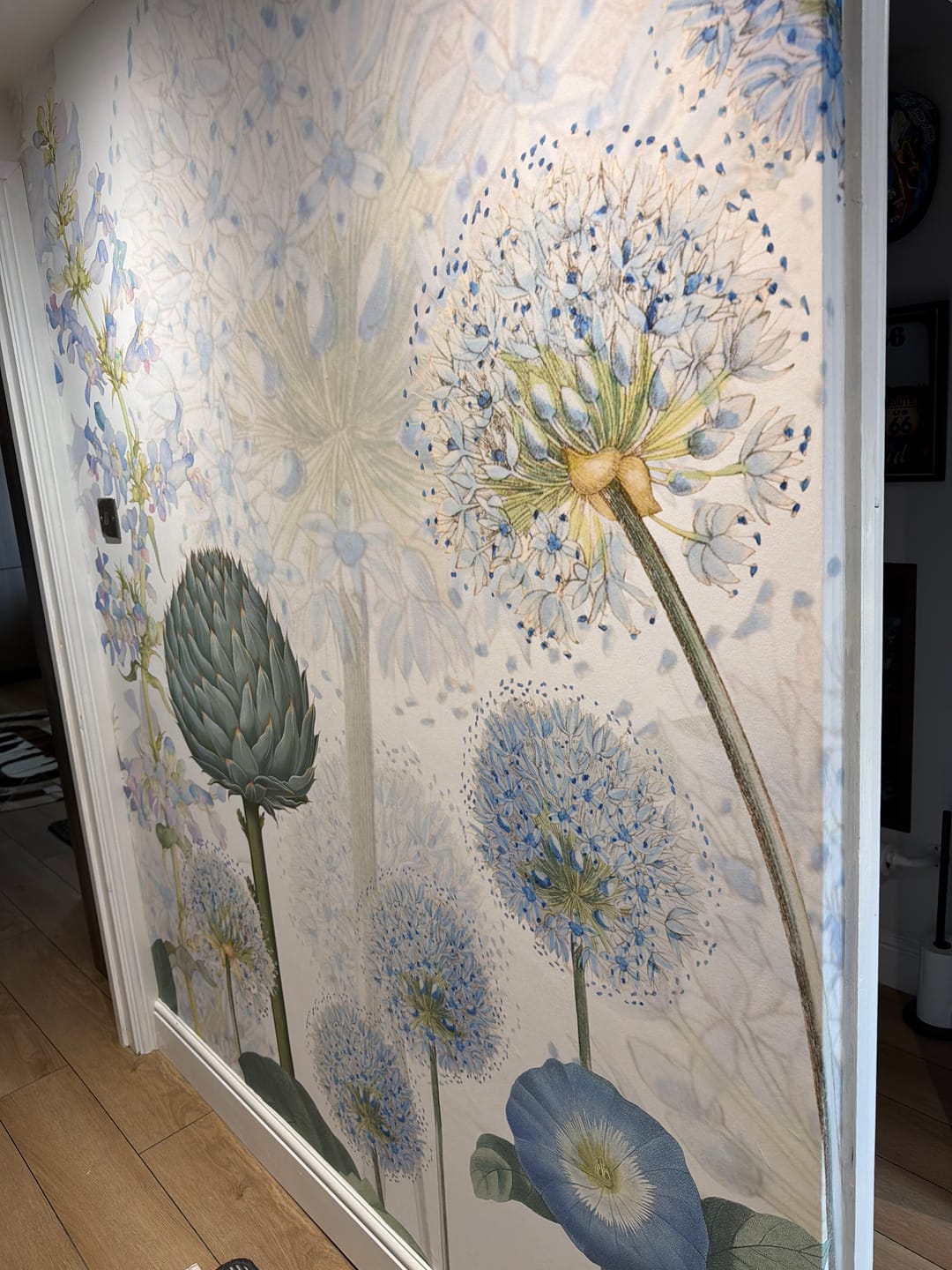 Customer photo review of Blue Wild Meadow - Blue, Green and White Watercolour Floral Wallpaper Mural