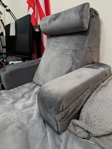 Customer photo review of Large Memory Foam Reading & TV Pillow with Armrests
