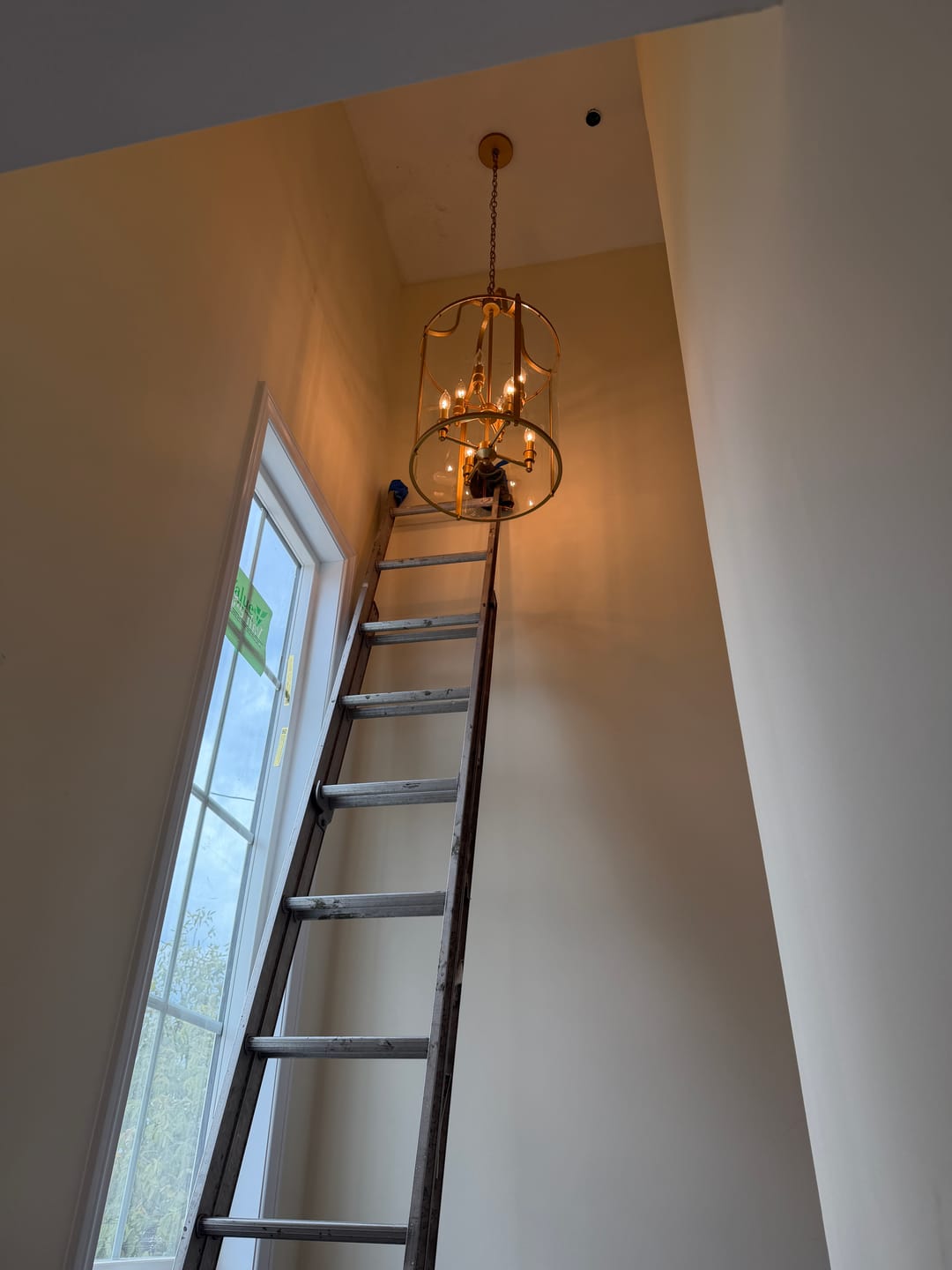 Customer photo review of Farmhouse Wide Clear Glass Cylinder Cage Pendant