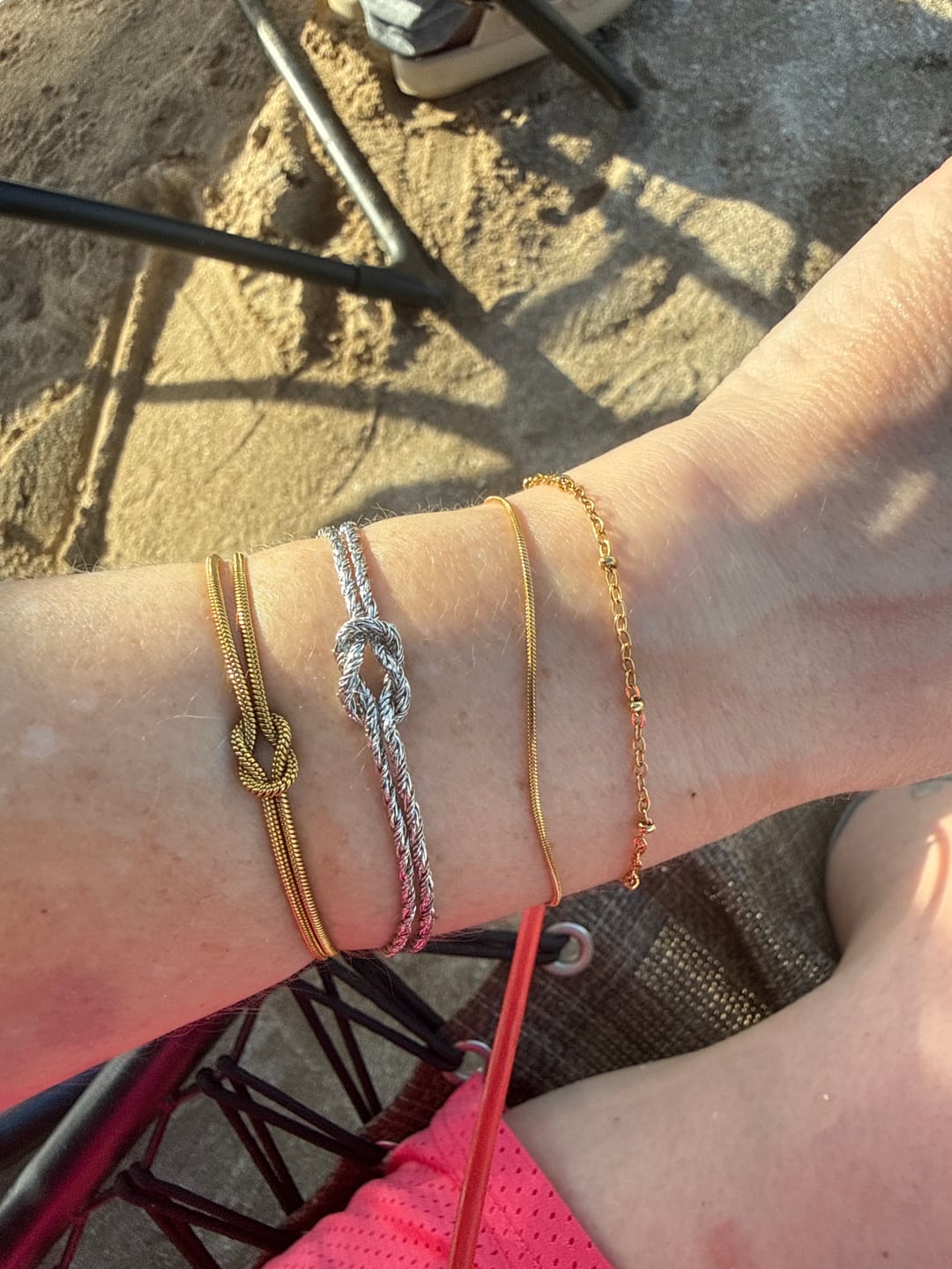Customer photo review of Knotted Gold Chain Bracelet
