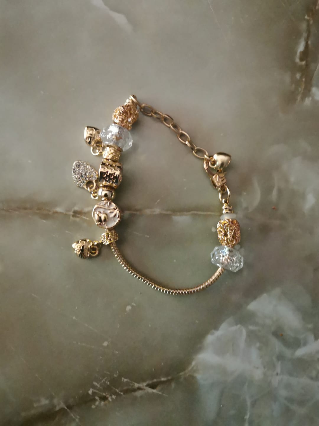 Customer photo review of Bruna Gold Heart Charm Bracelet