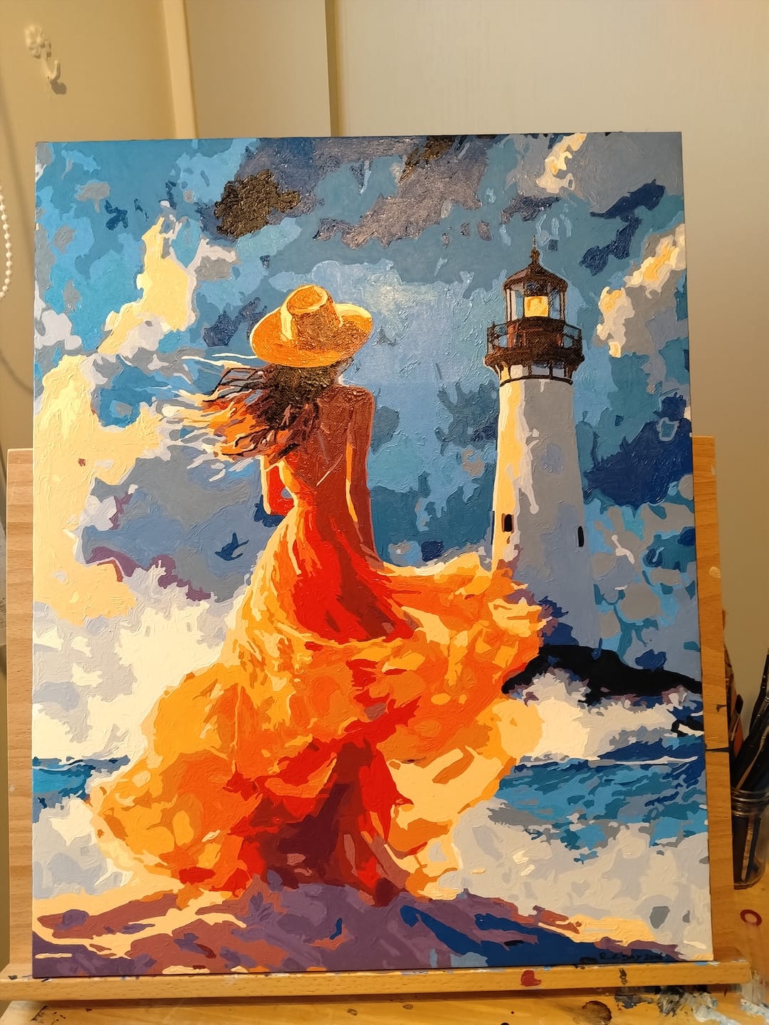 Customer photo review of Woman at the Lighthouse | Paint by Number