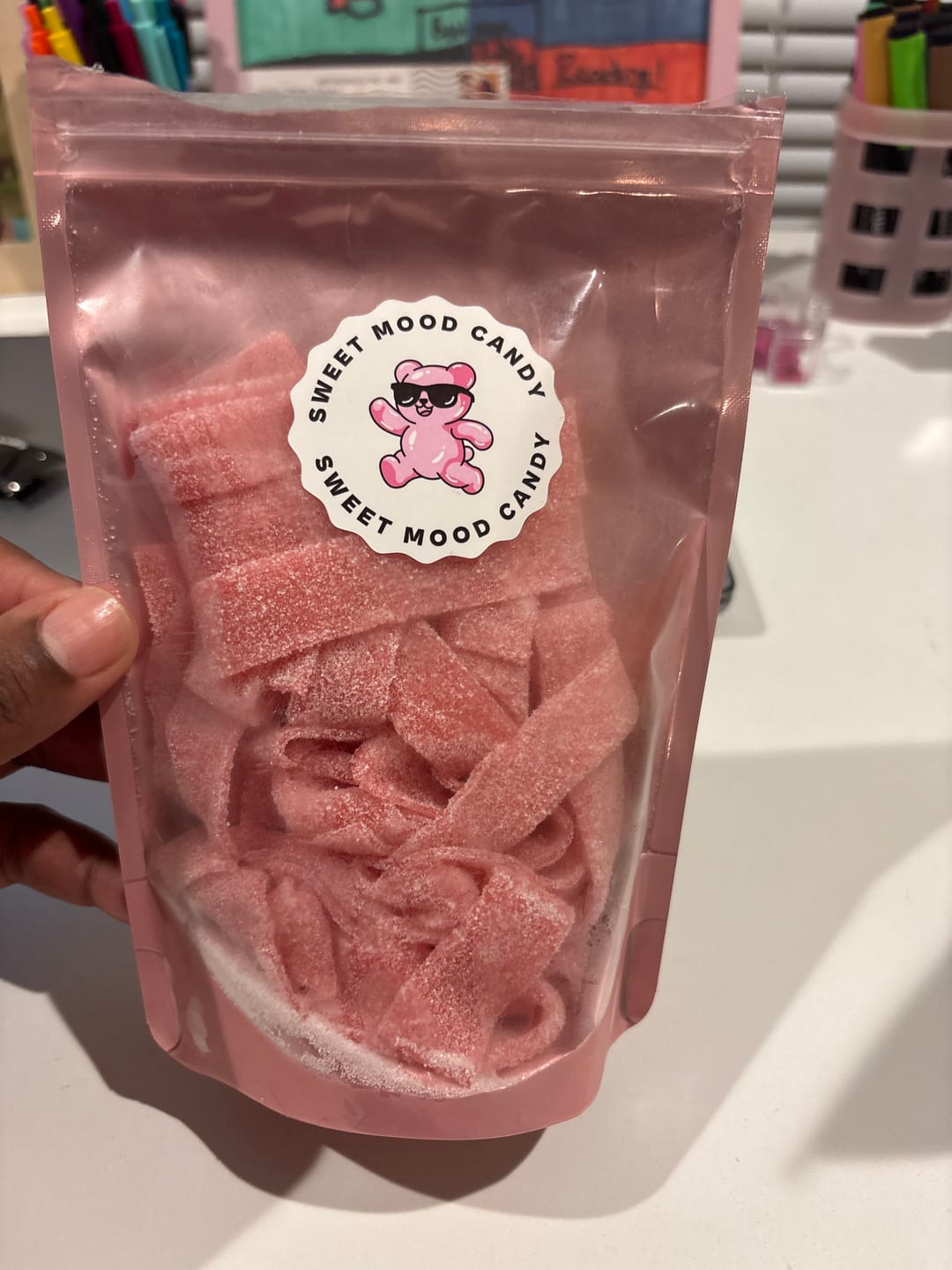 Customer photo review of Just Enough - Pink Lemonade Sour Belts