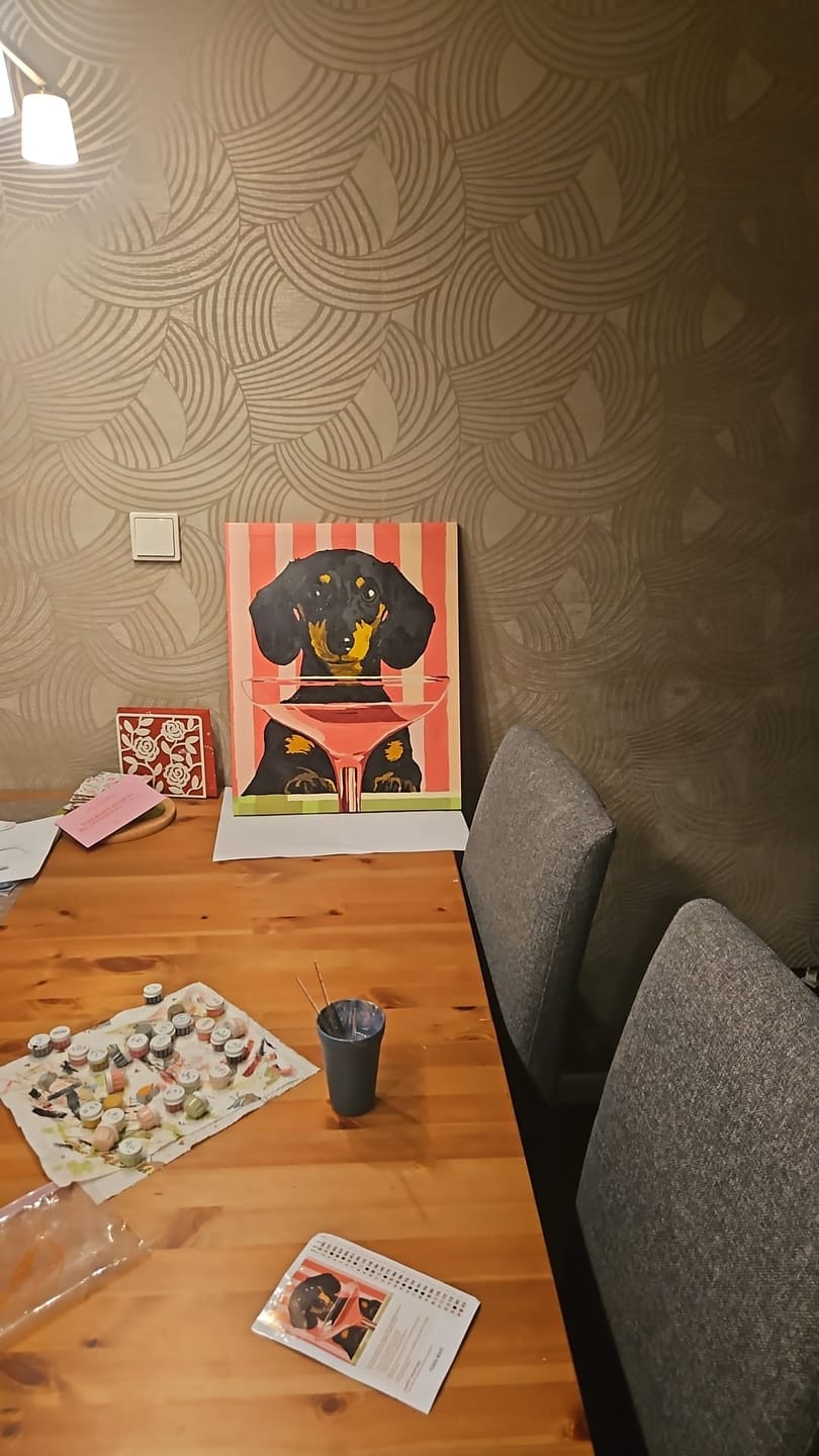 Customer photo review of Cocktail dog | Paint by Number
