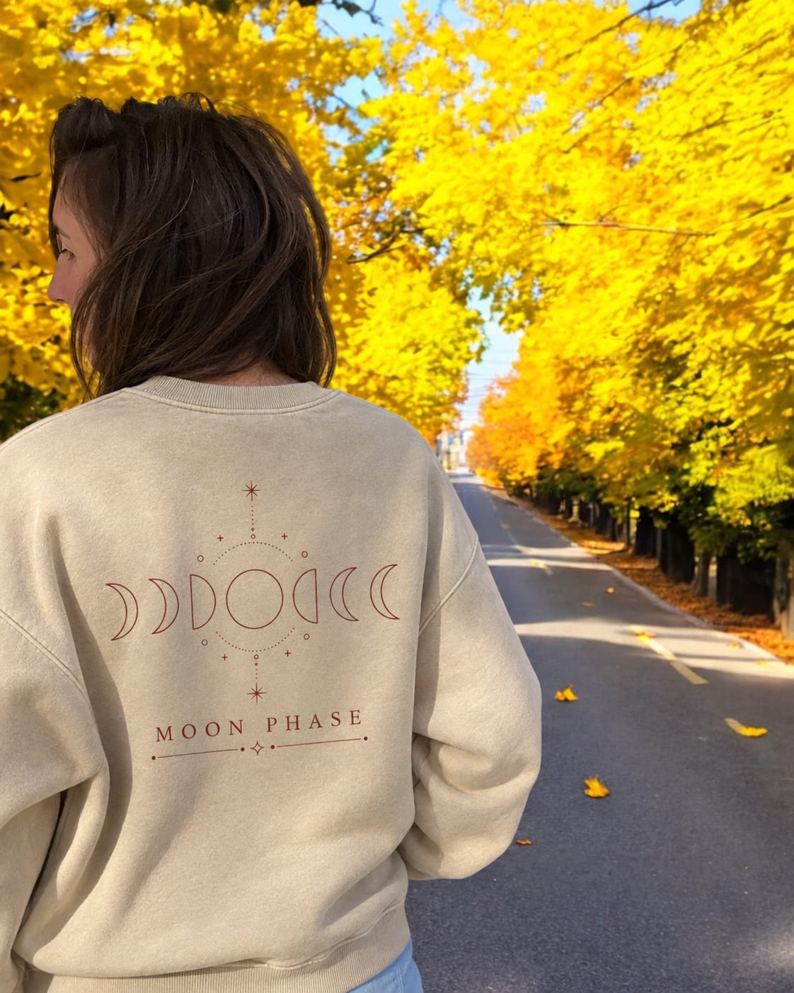 Customer photo review of Moon Phase Celestial Washed Graphic Sweatshirt