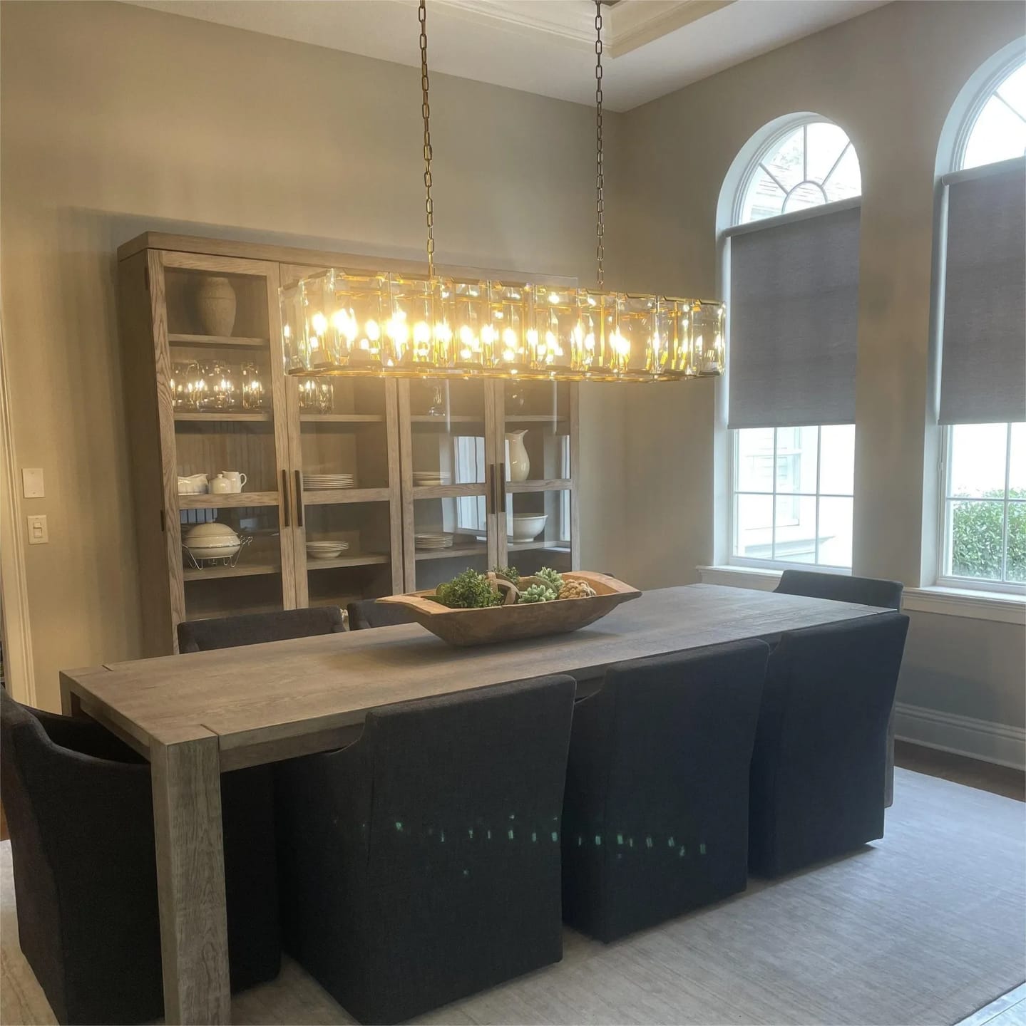 Customer photo review of Horlow Crystal Rectangular Chandelier