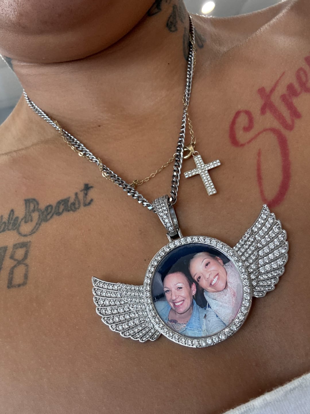 Customer photo review of Iced Angel Photo Pendant Chain