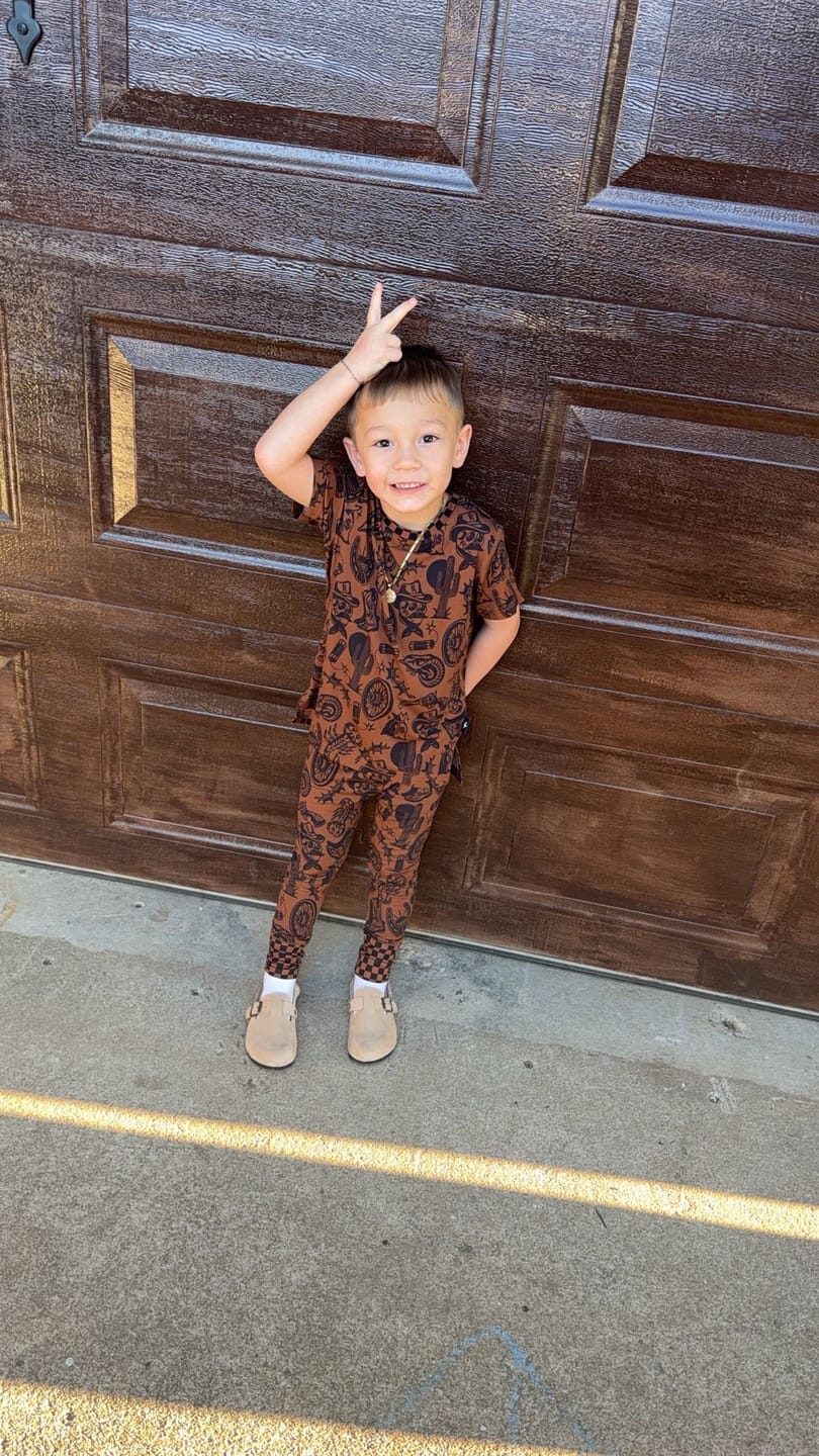 Customer photo review of Short Sleeve Bamboo Two Piece Set in Wild Wild West