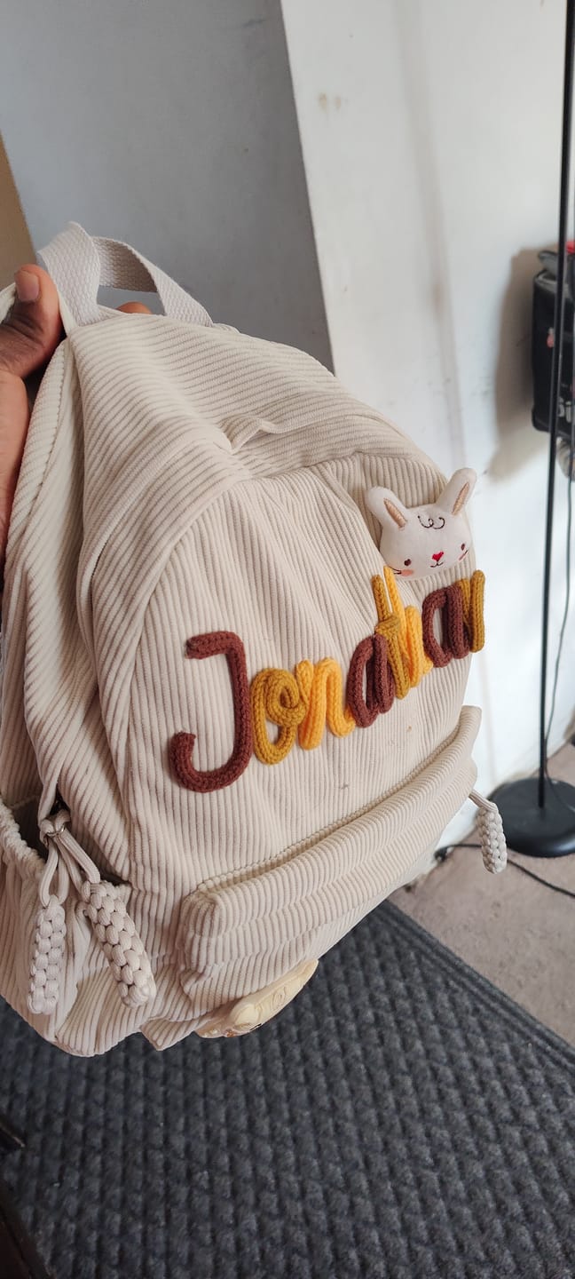 Customer photo review of K&C - Personalized Knitted Backpack
