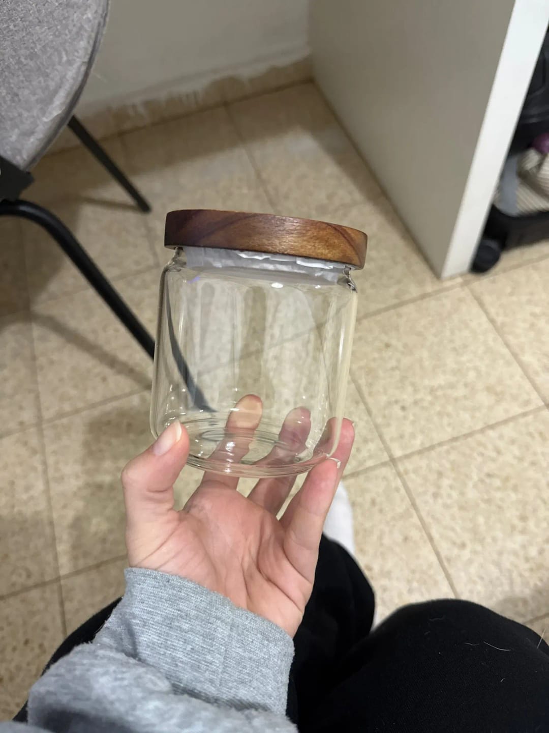 Customer photo review of Airtight Glass Canister with Wood Lid — Kitchen Storage Jar