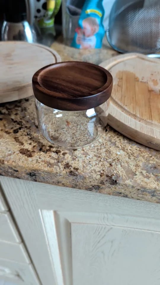 Customer photo review of Airtight Glass Canister with Wood Lid — Kitchen Storage Jar