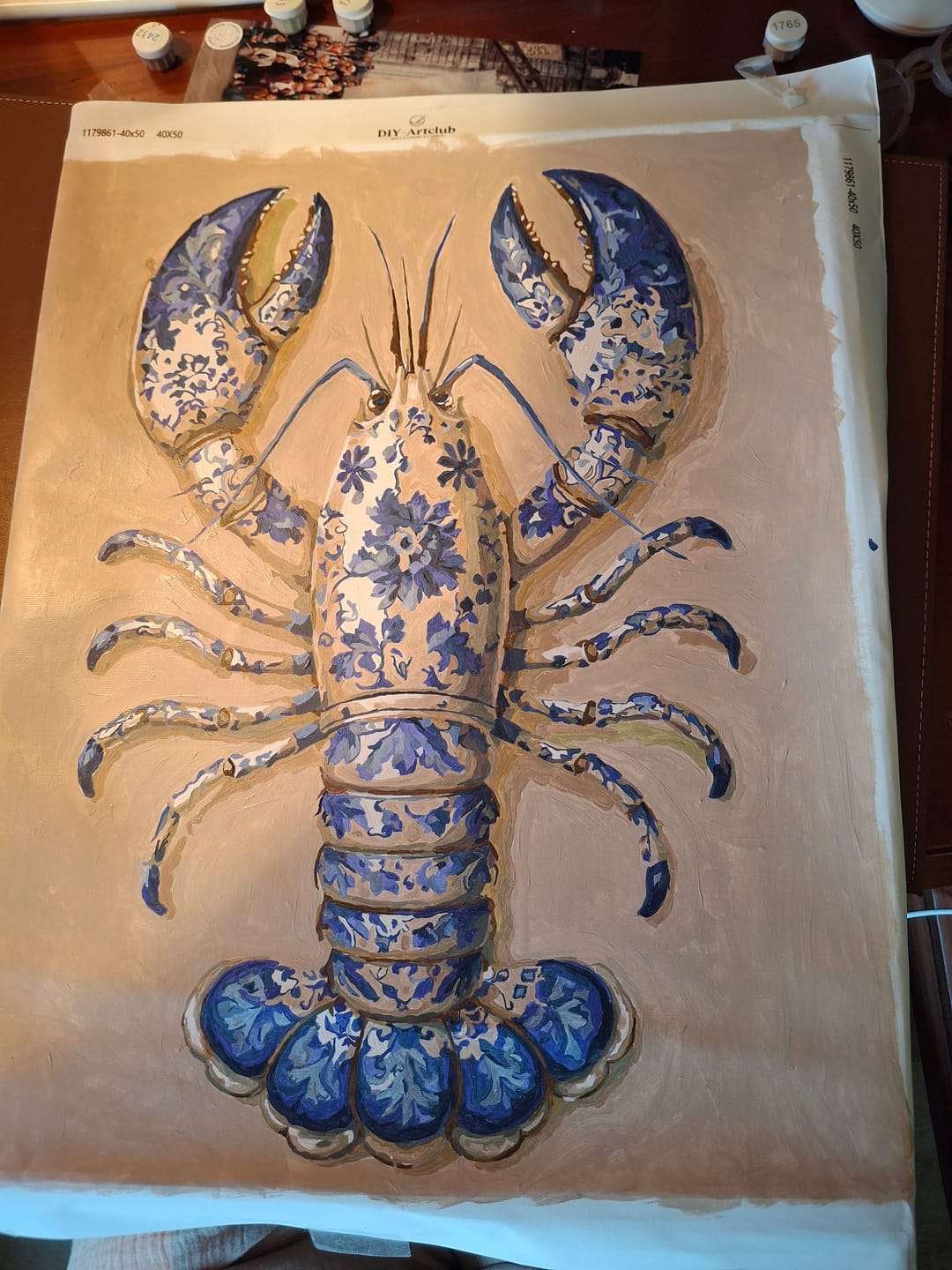 Customer photo review of Delft Lobster | Paint by Number