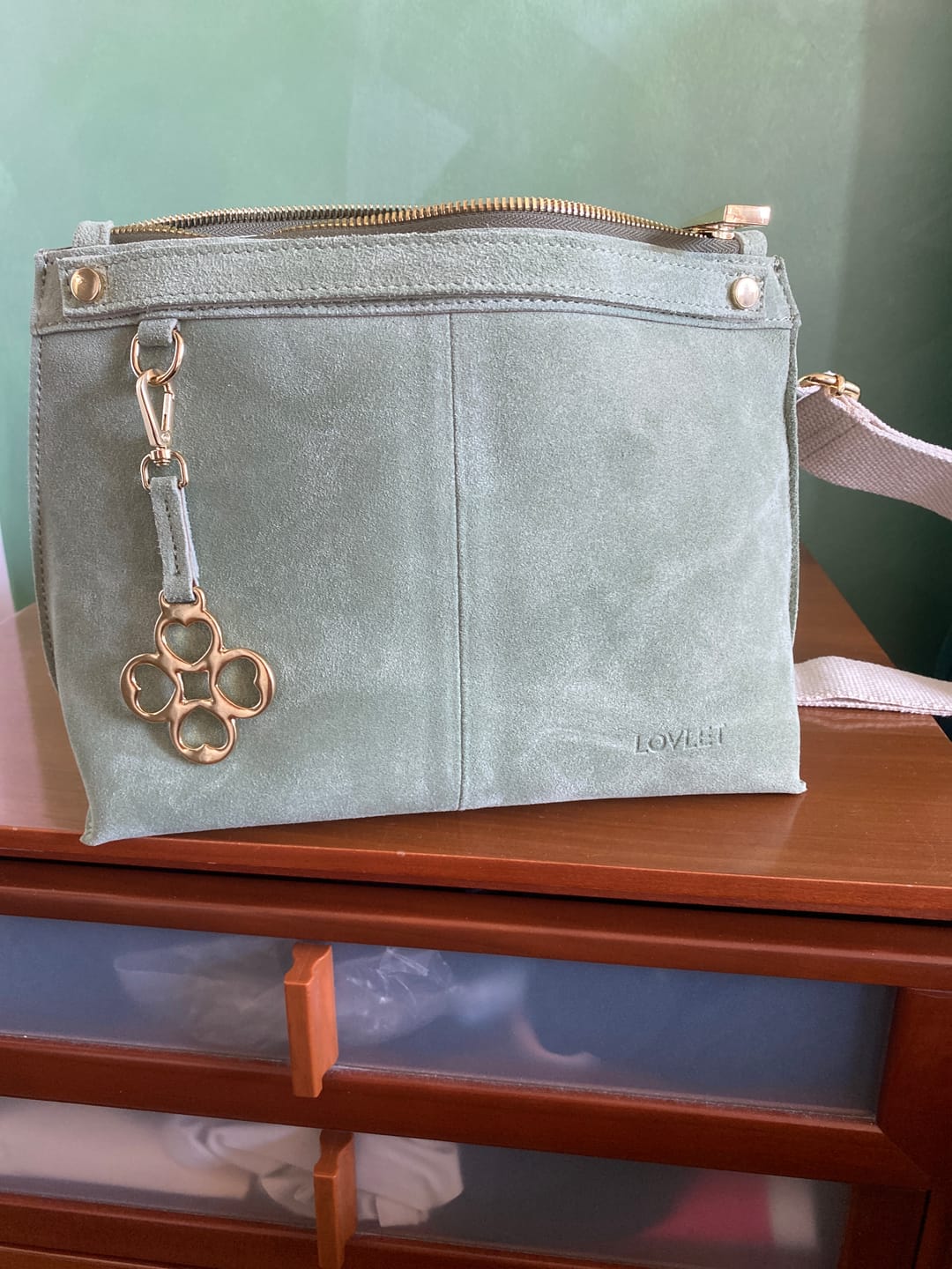 Customer photo review of BORSA MINI SOFY CAMOSCIO SALVIA