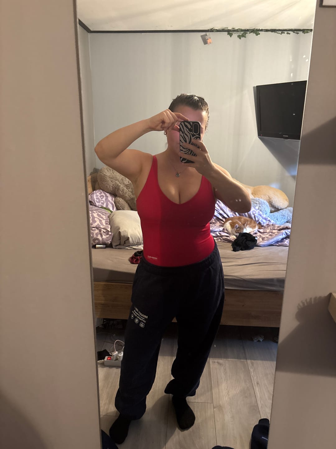 Customer photo review of LABEL BODYSUIT RASPBERRY RED