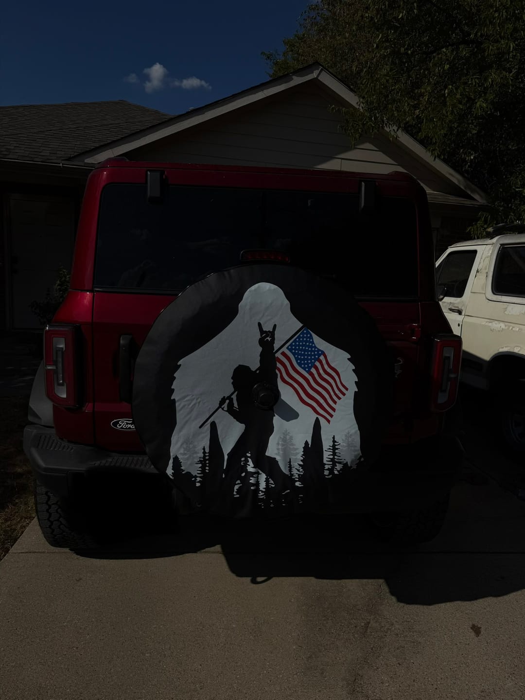 Customer photo review of Patriotic Bigfoot Tire Cover
