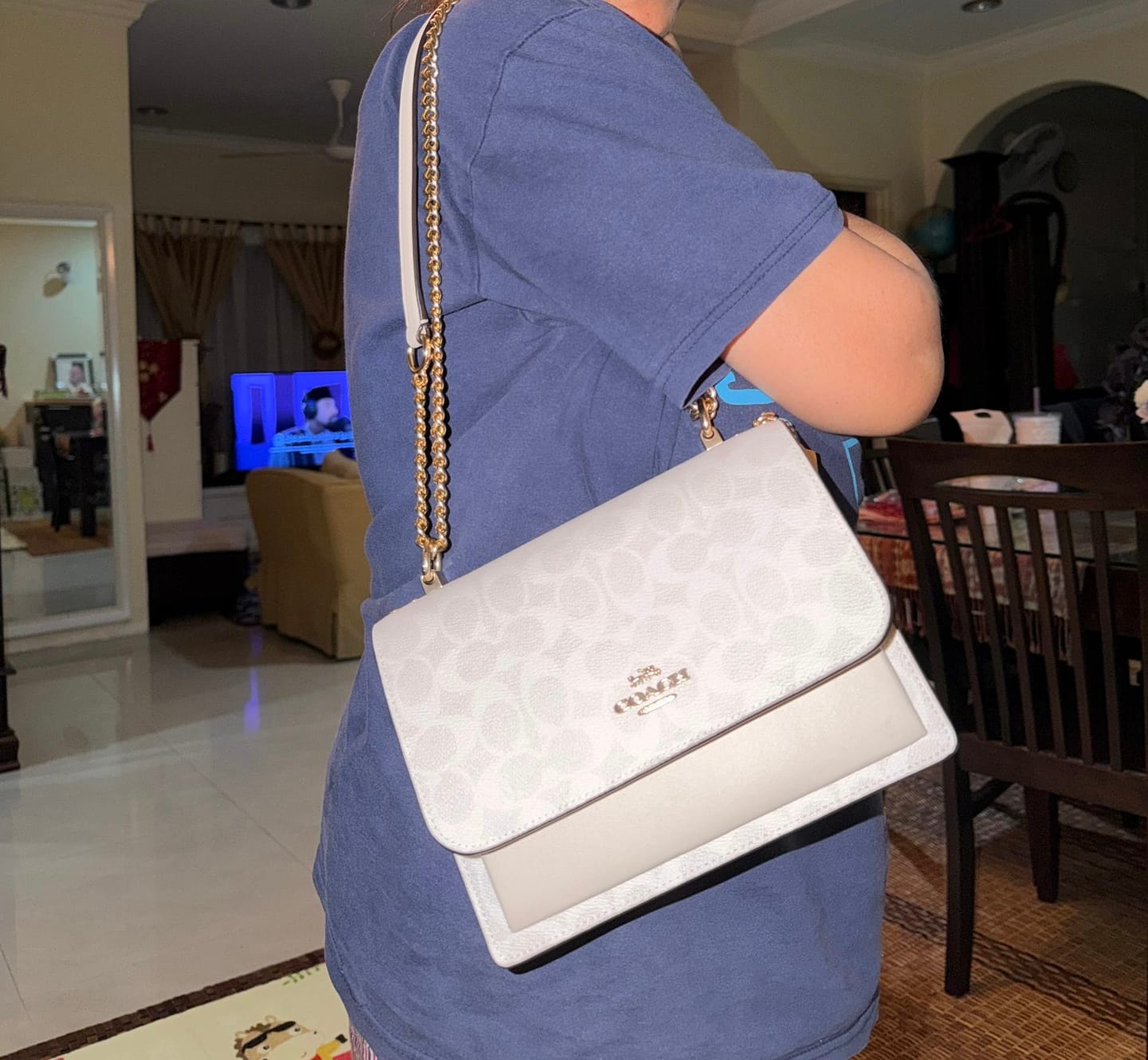 Customer photo review of Coach Klare Crossbody Bag in Signature Canvas In White Chalk CAL29