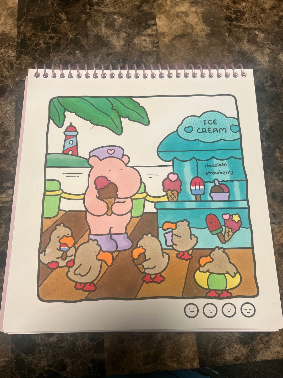 Customer photo review of Ohuhu x Coco Wyo Cozy Mood Coloring Kit, Honolulu B 48 Colors Alcohol Markers with Brush & Fine Dual Tips, Coloring Book with Mood Tracker Pages
