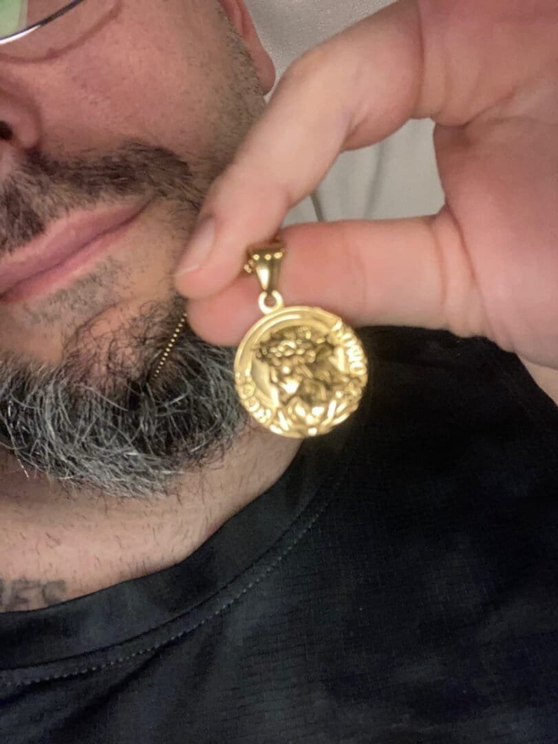 Customer photo review of Jesus quarter necklace