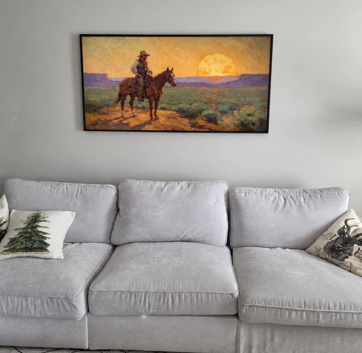 Customer photo review of Western Landscapes Art｜Rider Beneath the Golden Horizon